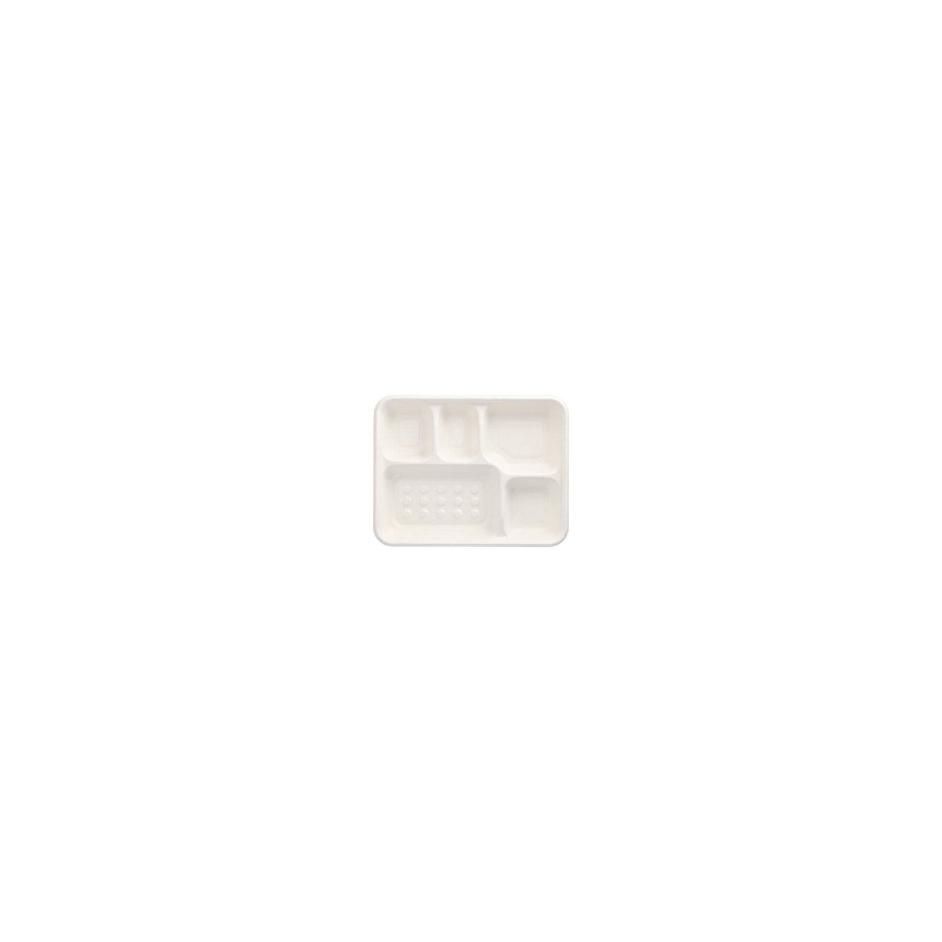 Menü-Trays, Zuckerrohr "pure" 5-geteilt 3,7 cm x 22 cm x 28,2 cm weiss
