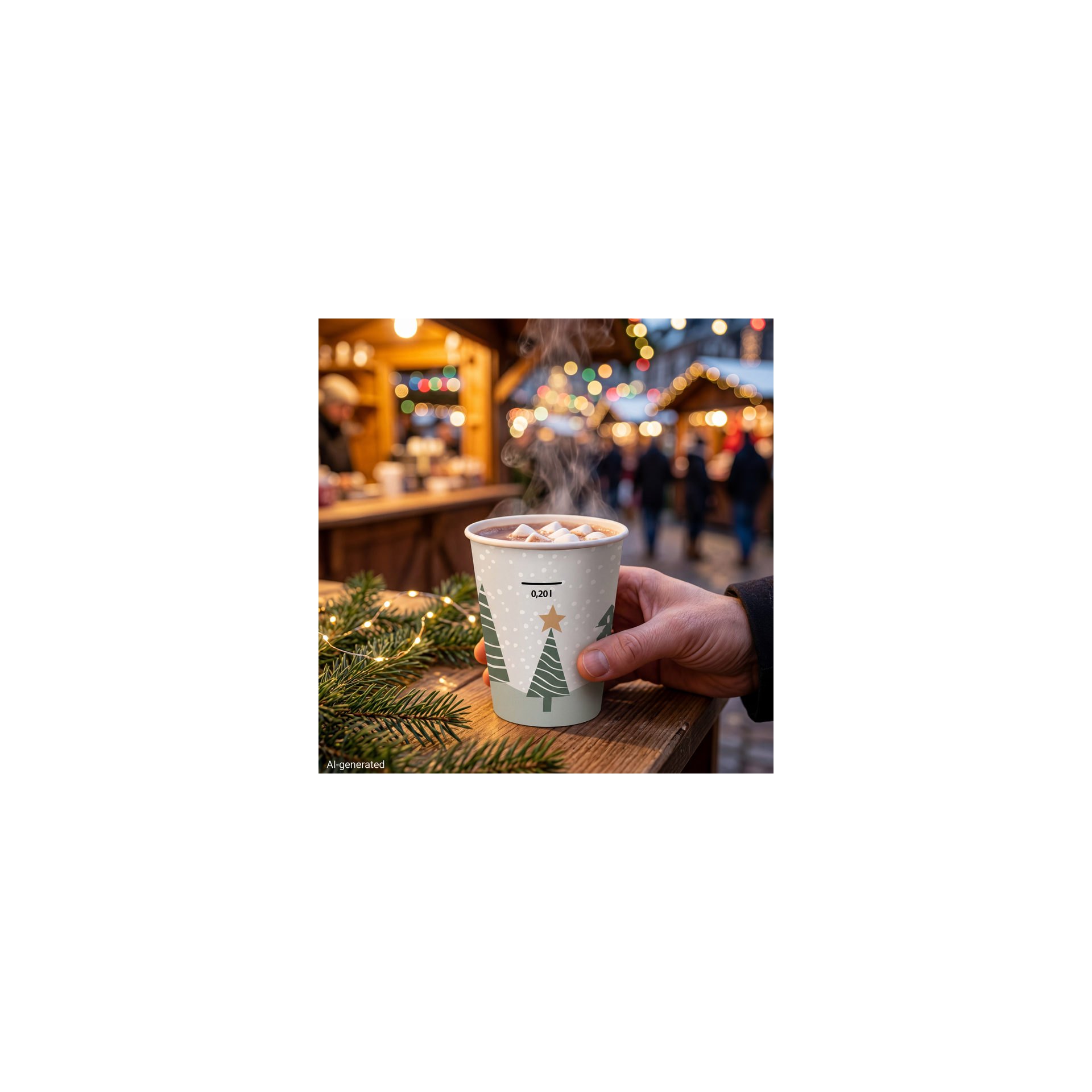 Trinkbecher, Pappe "To Go" 0,2 l Ø 8 cm · 9,1 cm "Winter Forest"