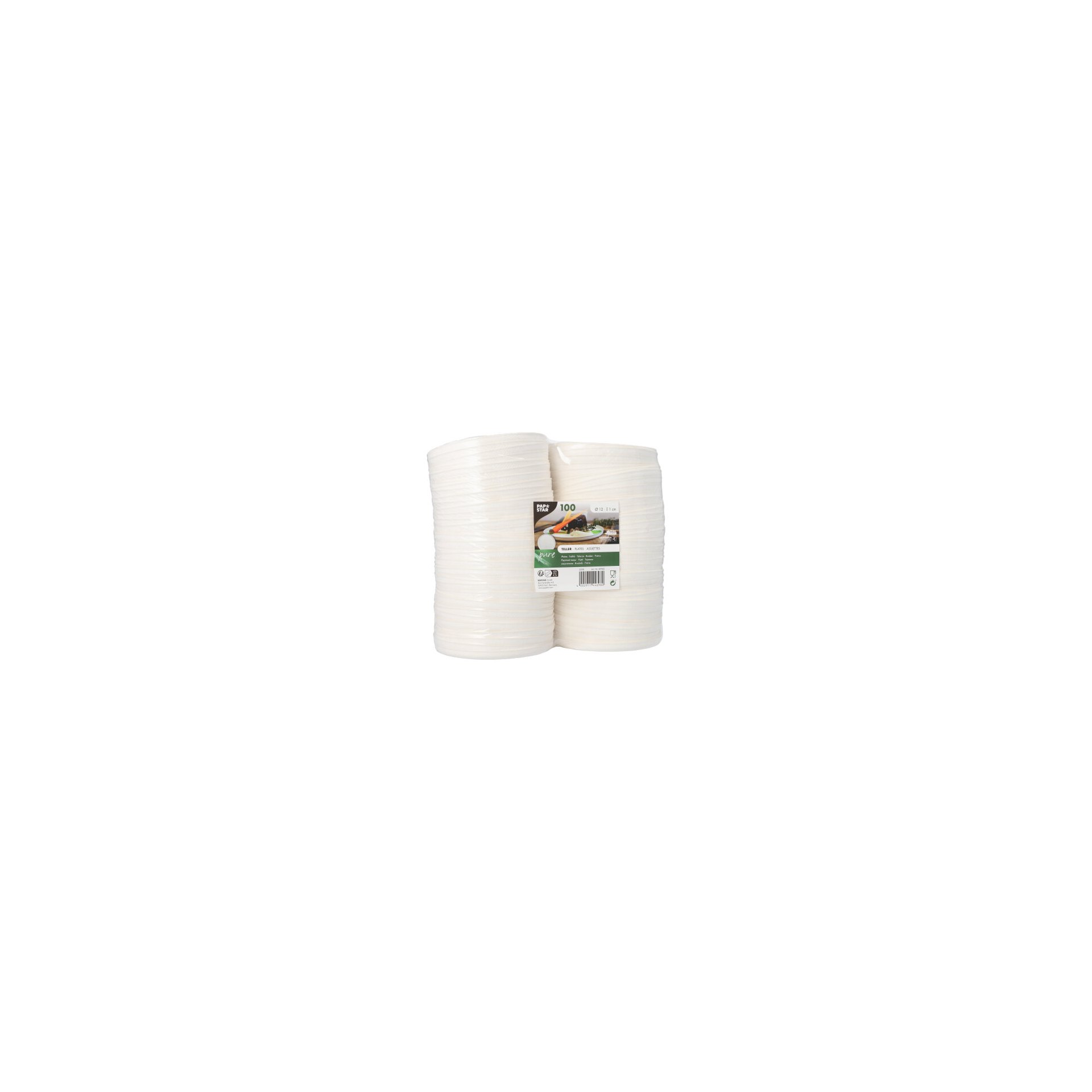 Teller Zuckerrohr "pure" rund Ø 12 cm · 1 cm weiss "Cella"
