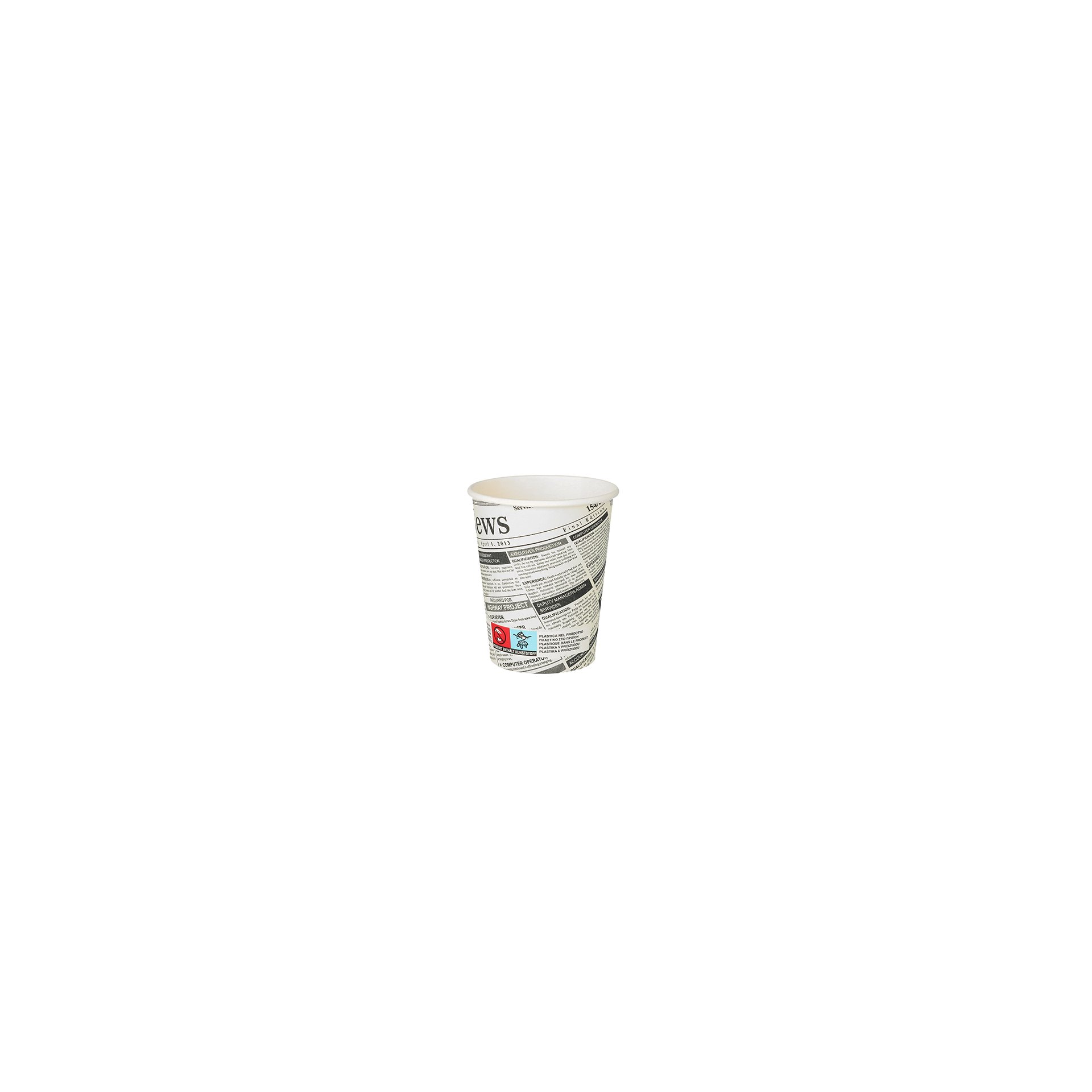 Trinkbecher, Pappe "To Go" 0,2 l Ø 8 cm · 9,2 cm "Newsprint" Trinkbecher, Pappe "To Go" 0,2 l Ø 8 cm · 9,2 cm "Newsprint"