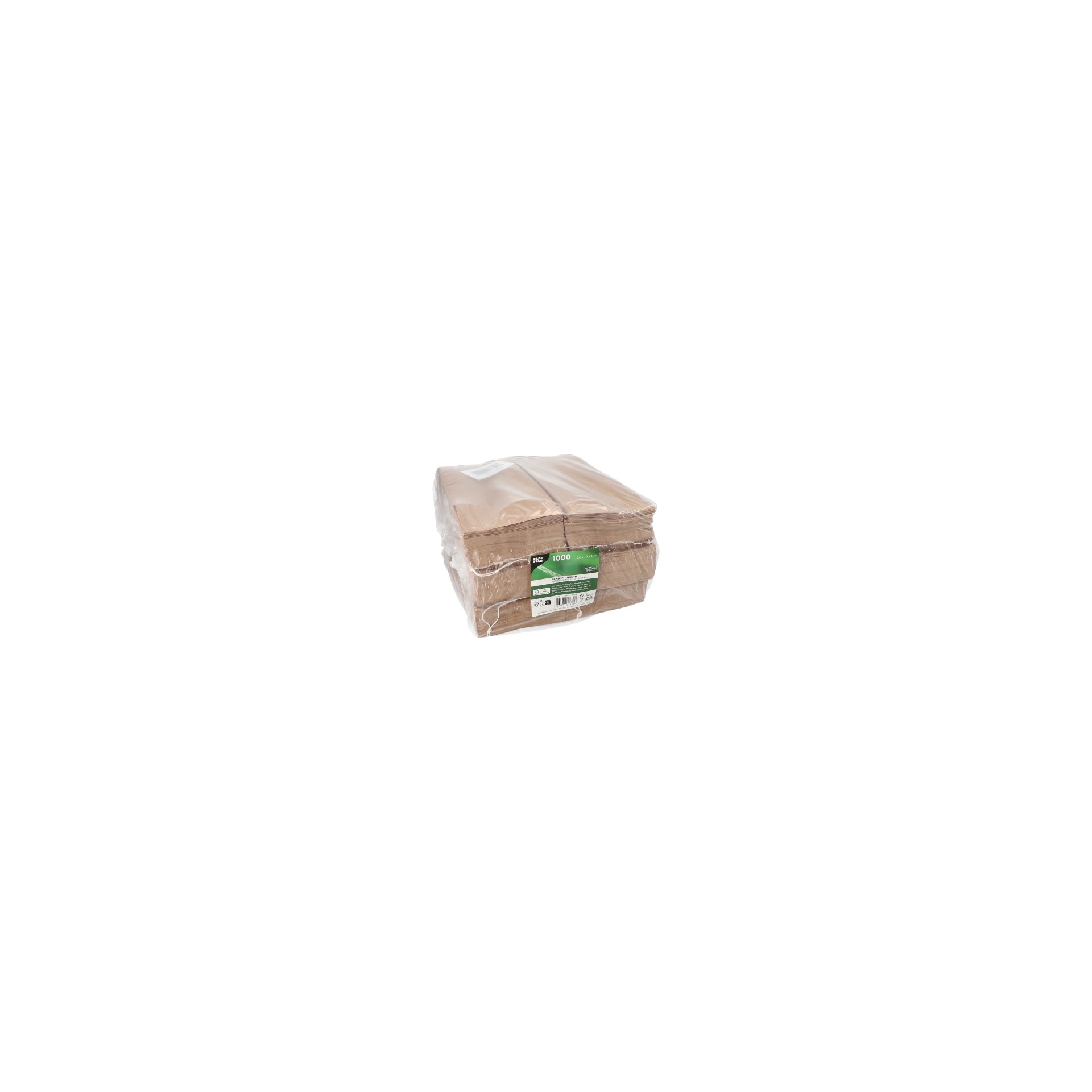 Papierfaltenbeutel gefädelt Kraftpapier 24 cm x 10 cm x 5 cm braun Füllinhalt 0,75 kg