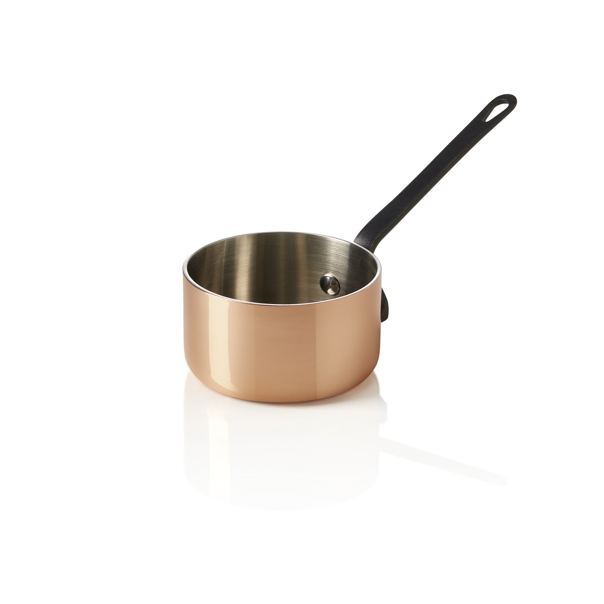 Mini Servierkasserolle MINI COPPER 3PLY, mit schwarzem Griff, Ø 8,5 cm, 230 ml, Kupfer/Aluminium Mini Servierkasserolle MINI COPPER 3PLY, mit schwarzem Griff, Ø 8,5 cm, 230 ml, Kupfer/Aluminium