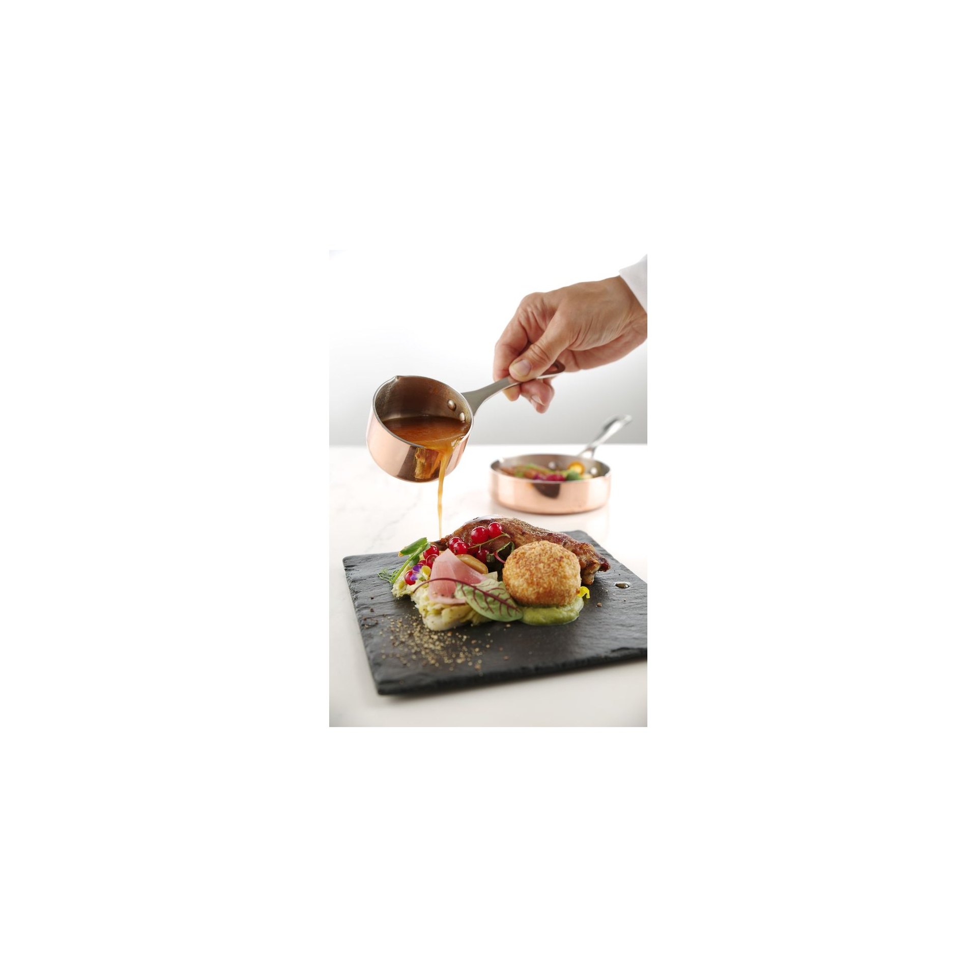 Miniatur-Kasserolle mit Ausgießer, 0,05L, ⌀50x(H)30mm Miniatur-Kasserolle mit Ausgießer, 0,16L, ⌀75x(H)40mm