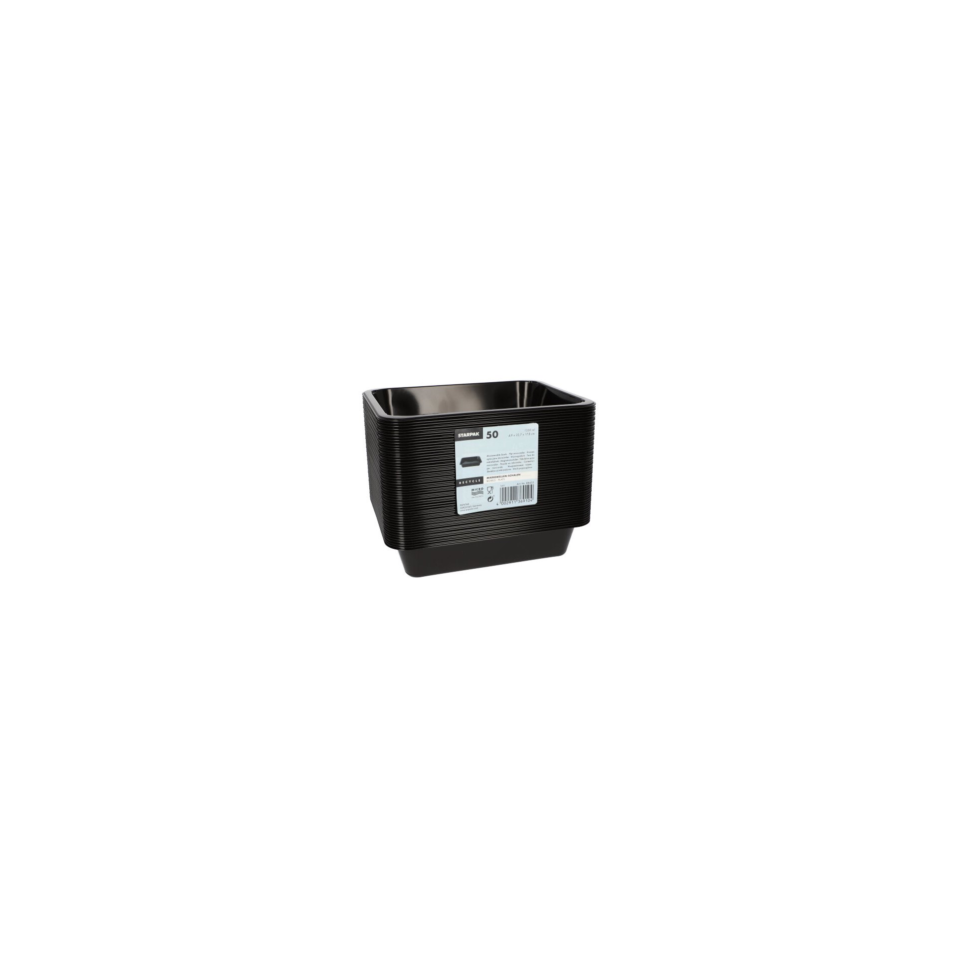 Mikrowellenschalen, PP ungeteilt 1330 ml 4,9 cm x 22,7 cm x 17,8 cm schwarz