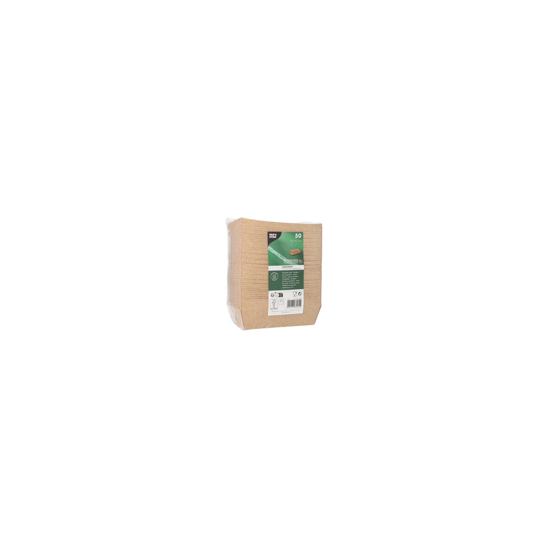 Snacktrays, Pappe "pure" 3,5 cm x 7 cm x 12 cm braun