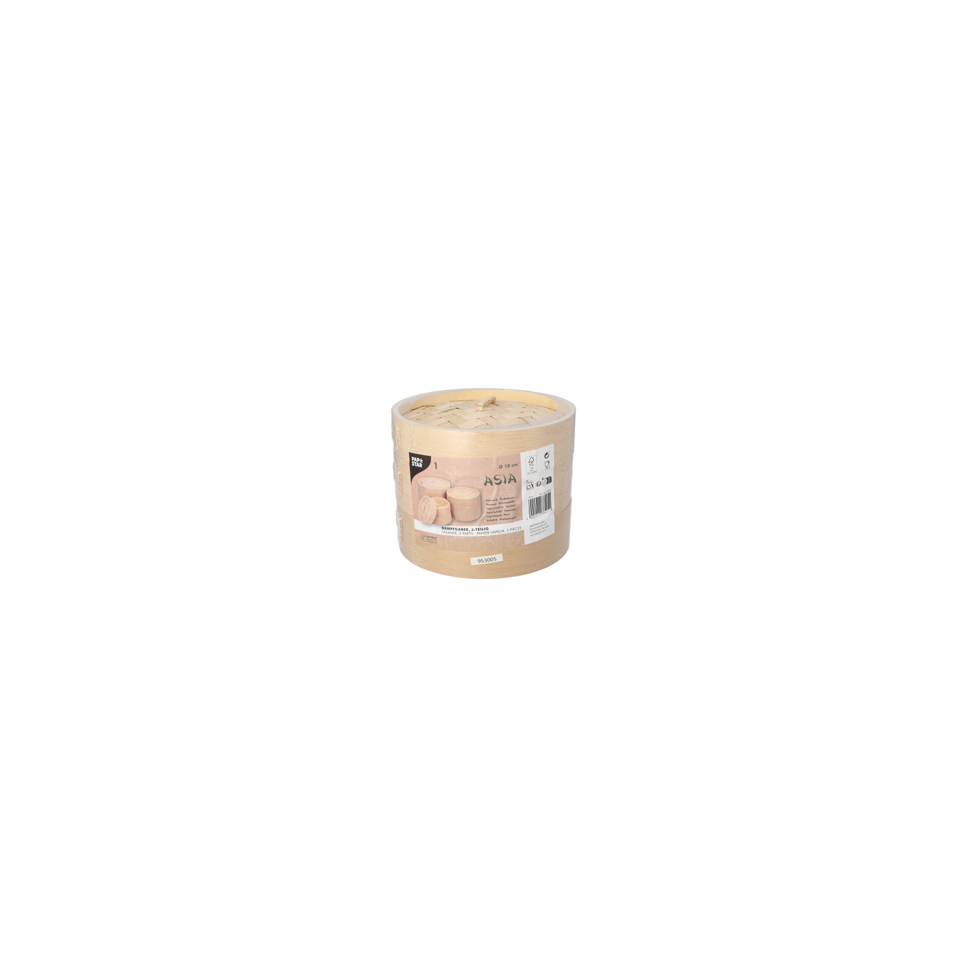 Dampfgarer Bambus "ASIA" Ø 18 cm · 13,5 cm 3-teilig