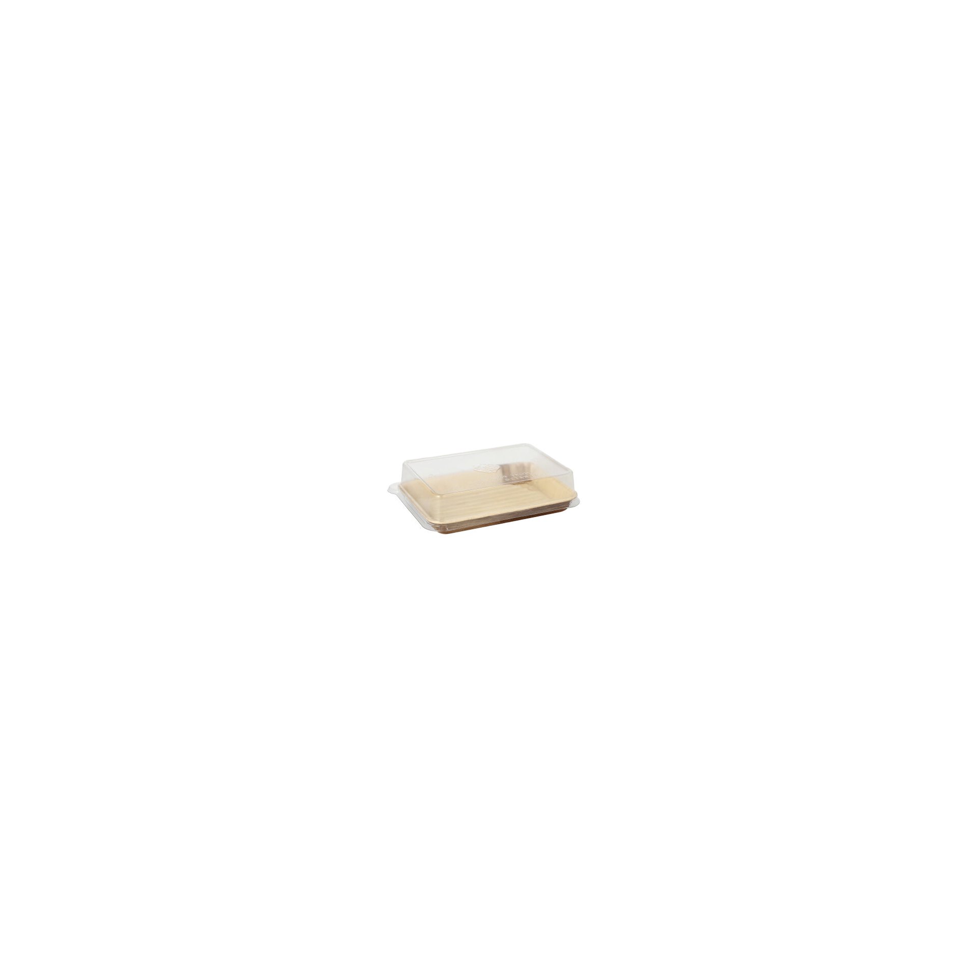 Sushi-Schalen Palmblatt eckig 150 ml 4,4 cm x 17,5 cm x 12,2 cm natur mit rPET Deckel "Kombipack"