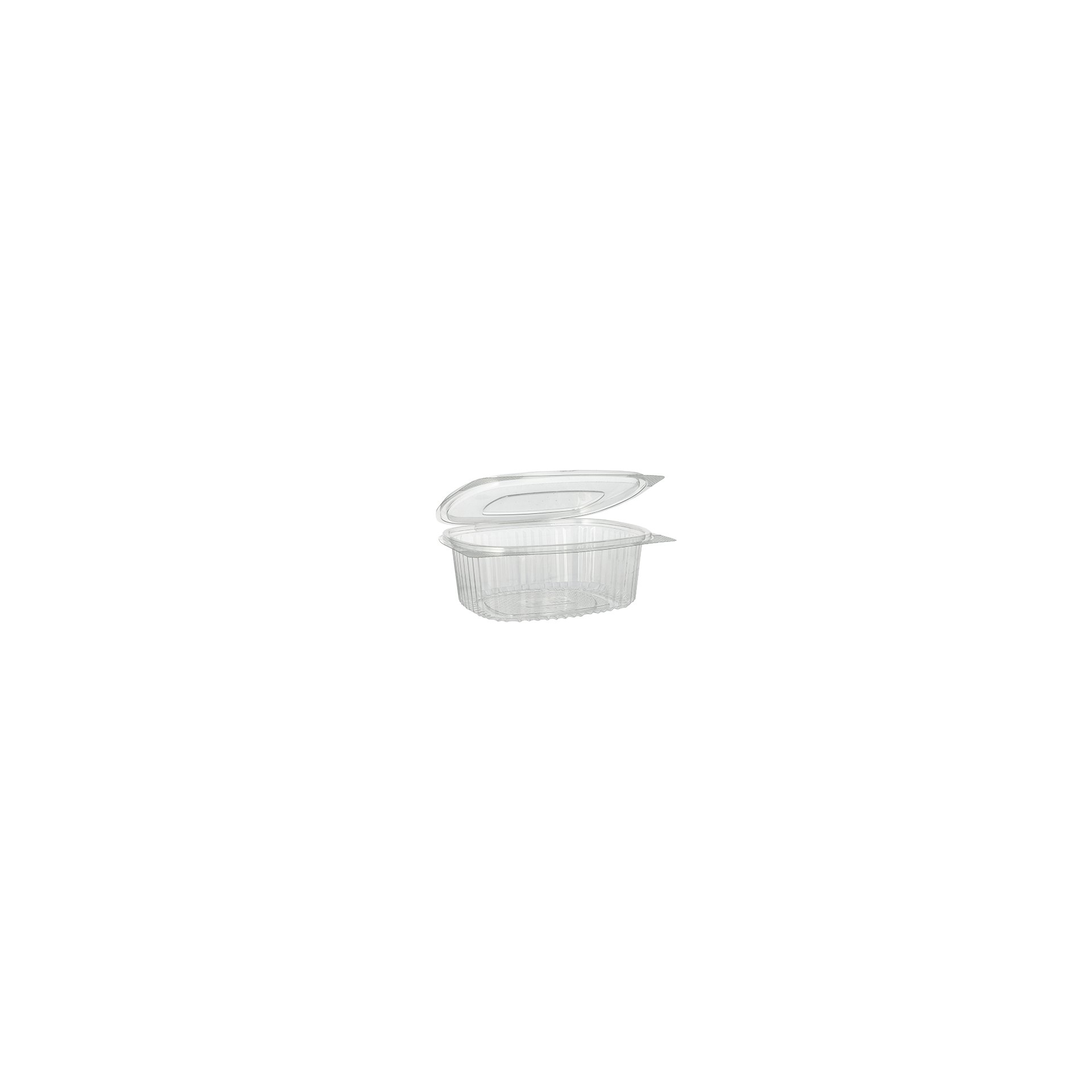 Feinkost- und Salatschalen mit Klappdeckel, R-PET oval 750 ml 6,2 cm x 14,4 cm x 17,5 cm klar