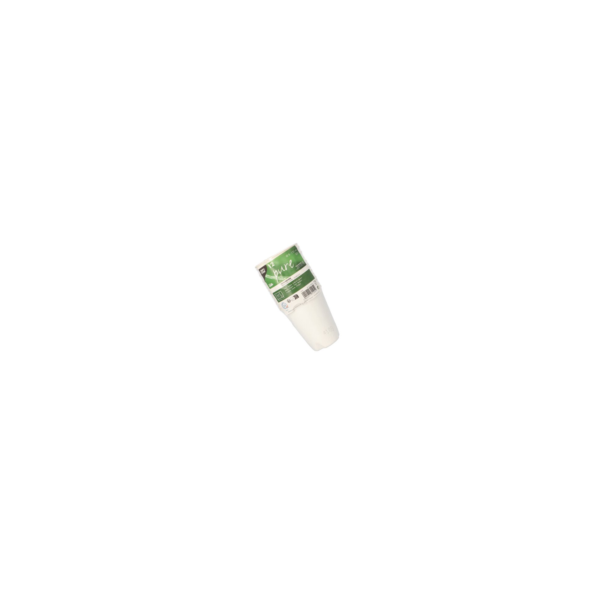 Trinkbecher, Zuckerrohr "pure" 0,2 l Ø 8 cm · 9,1 cm weiss für Heißgetränke