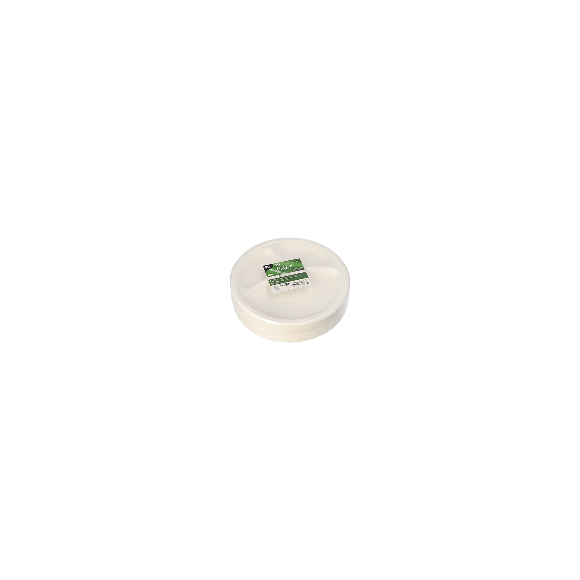 Teller, Zuckerrohr "pure" 3-geteilt Ø 26 cm · 2 cm weiss