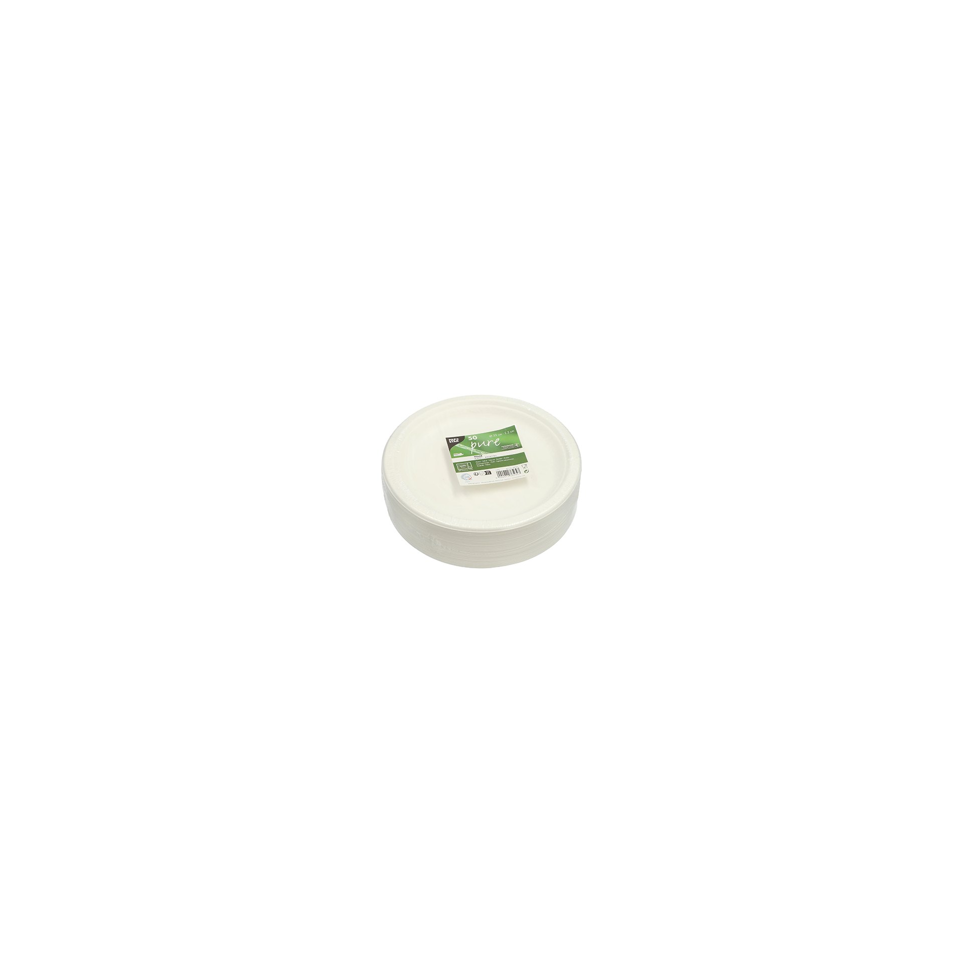 Teller, Zuckerrohr "pure" ungeteilt Ø 23 cm · 2 cm weiss