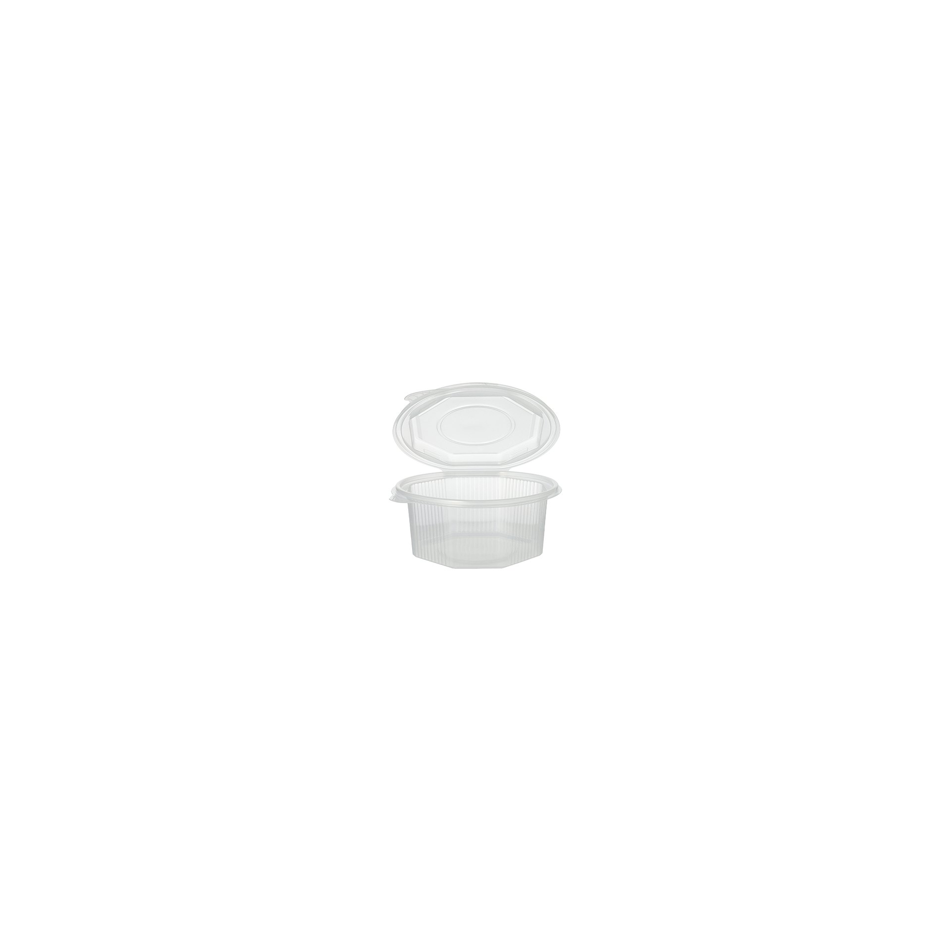 Verpackungsbecher mit Klappdeckeln, PP 8-eckig 750 ml 6,1 cm x 13 cm x 13 cm transparent
