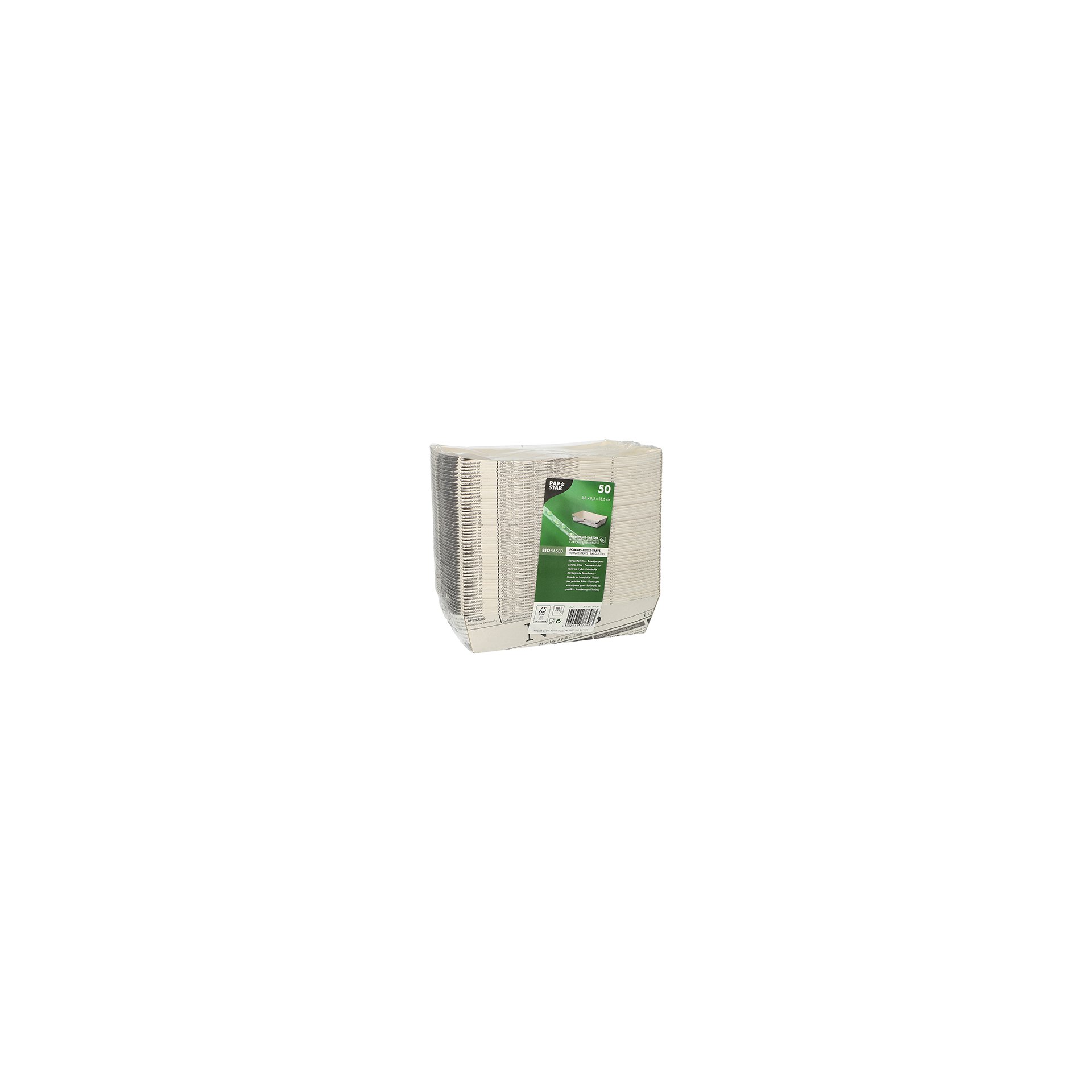Pommes-Frites-Trays 3,8 cm x 8,5 cm x 15,5 cm weiss "Newsprint"