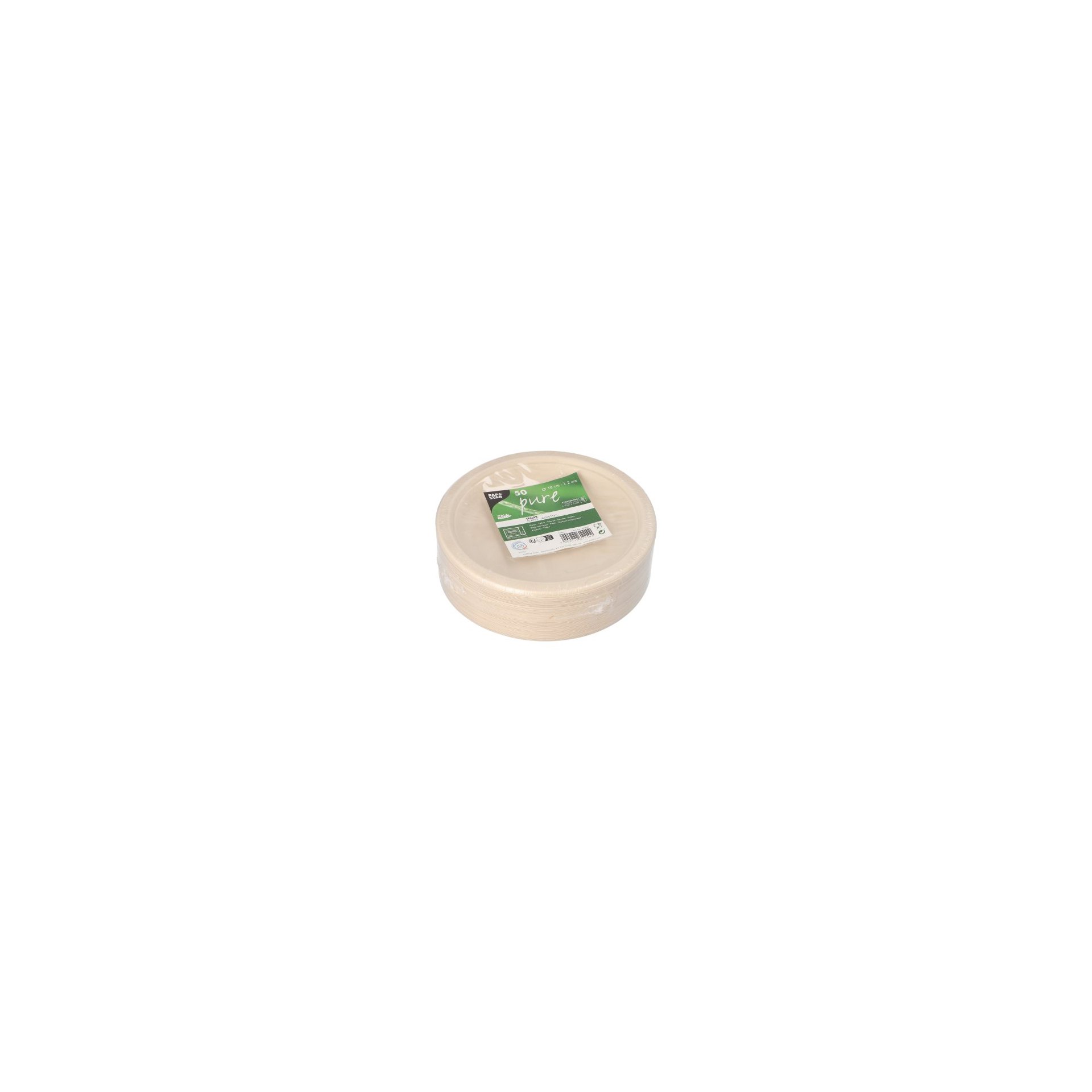 Teller, Zuckerrohr "pure" ungeteilt Ø 18 cm · 2 cm natur