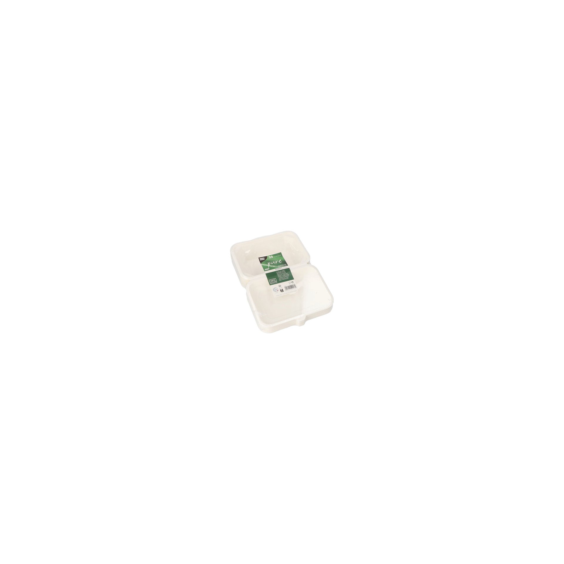 Menüboxen, Zuckerrohr "pure" ungeteilt 6 cm x 18 cm x 12,5 cm weiss