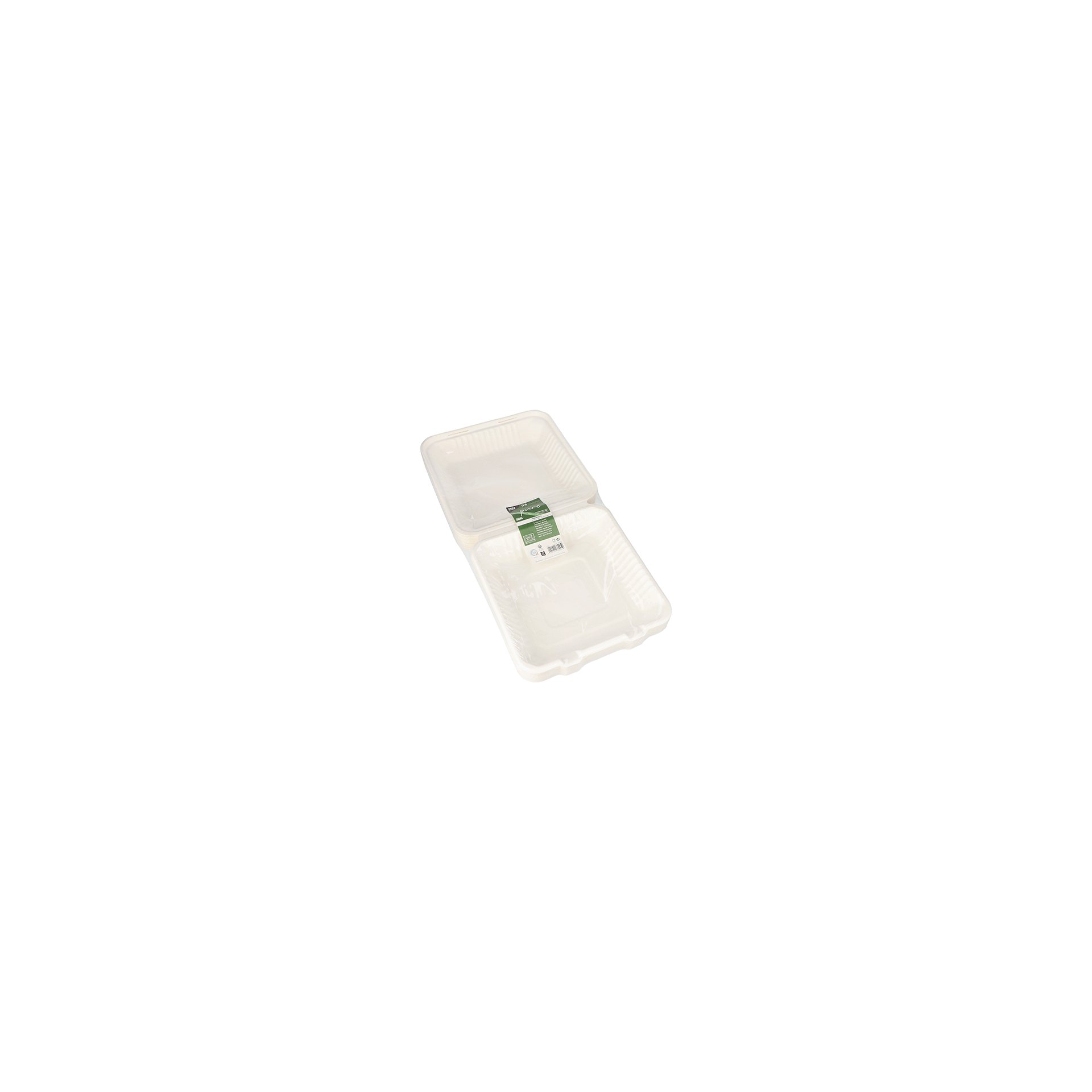 Menüboxen, Zuckerrohr "pure" ungeteilt 8 cm x 25,5 cm x 25,5 cm weiss