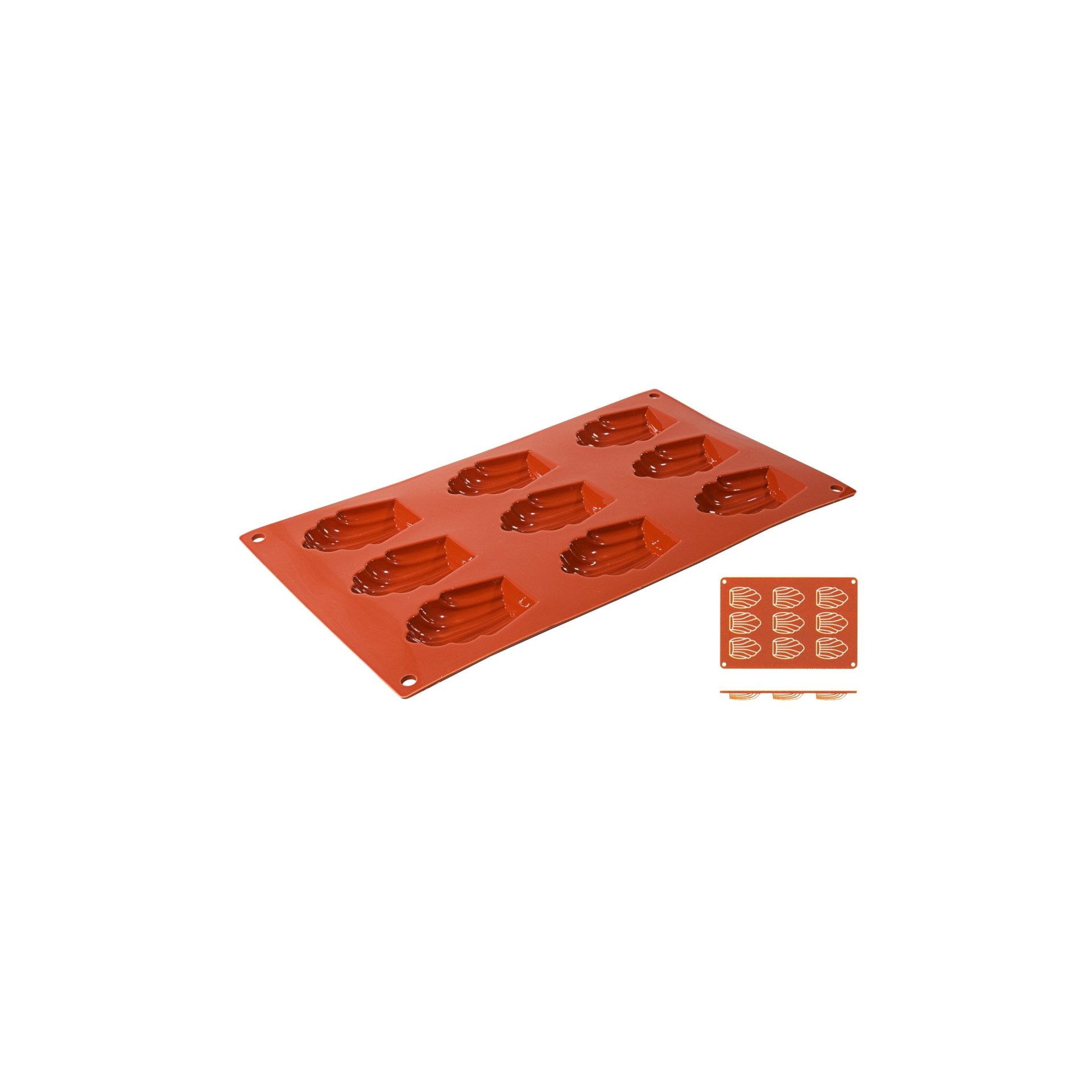 Silikon-Backmatte, MADELEINE mit 9 Formen
