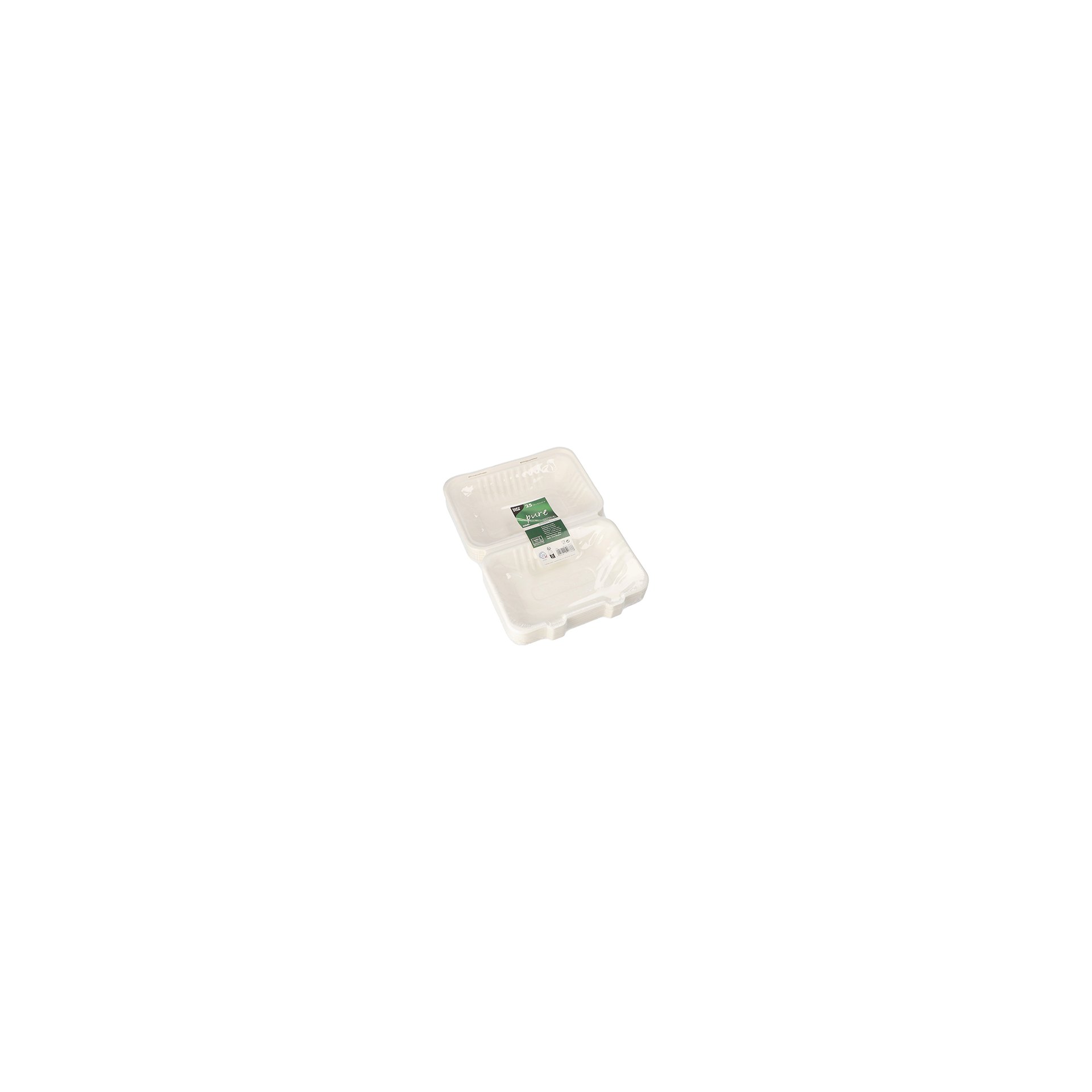 Menüboxen, Zuckerrohr "pure" ungeteilt 7,9 cm x 23 cm x 15,5 cm weiss