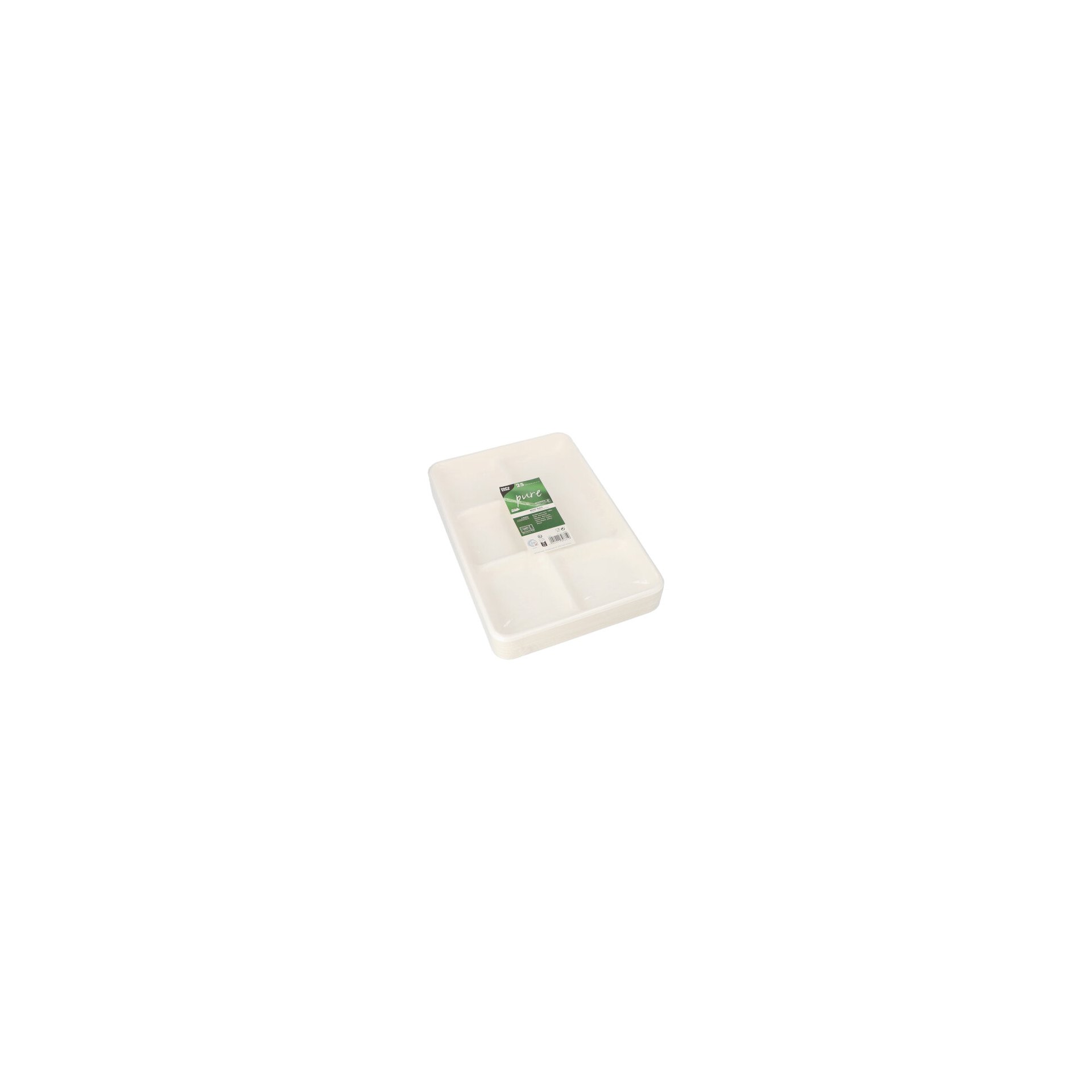 Menü-Trays, Zuckerrohr "pure" 5-geteilt 2,4 cm x 21,6 cm x 31,7 cm weiss Menü-Trays, Zuckerrohr "pure" 5-geteilt 2,4 cm x 21,6 cm x 31,7 cm weiss