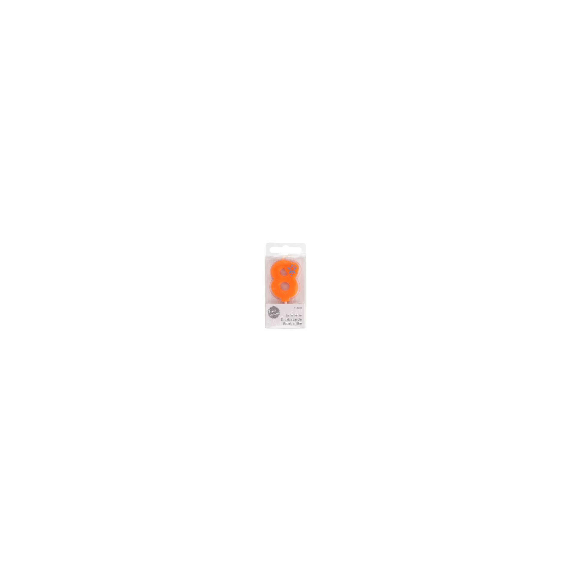 Zahlenkerze, Mini 6,8 cm orange "8" Zahlenkerze, Mini 6,8 cm orange "8"
