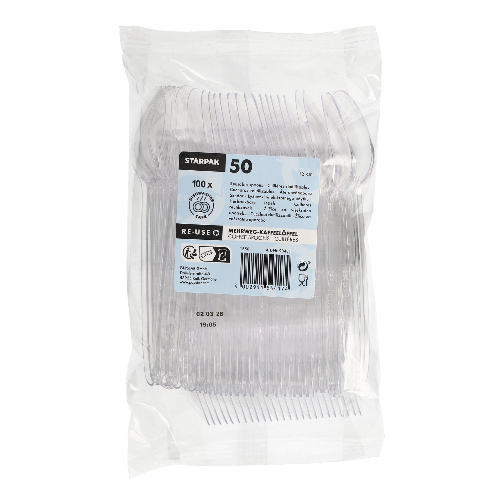 Mehrweg-Kaffeelöffel 13 cm transparent Mehrweg-Kaffeelöffel 13 cm transparent