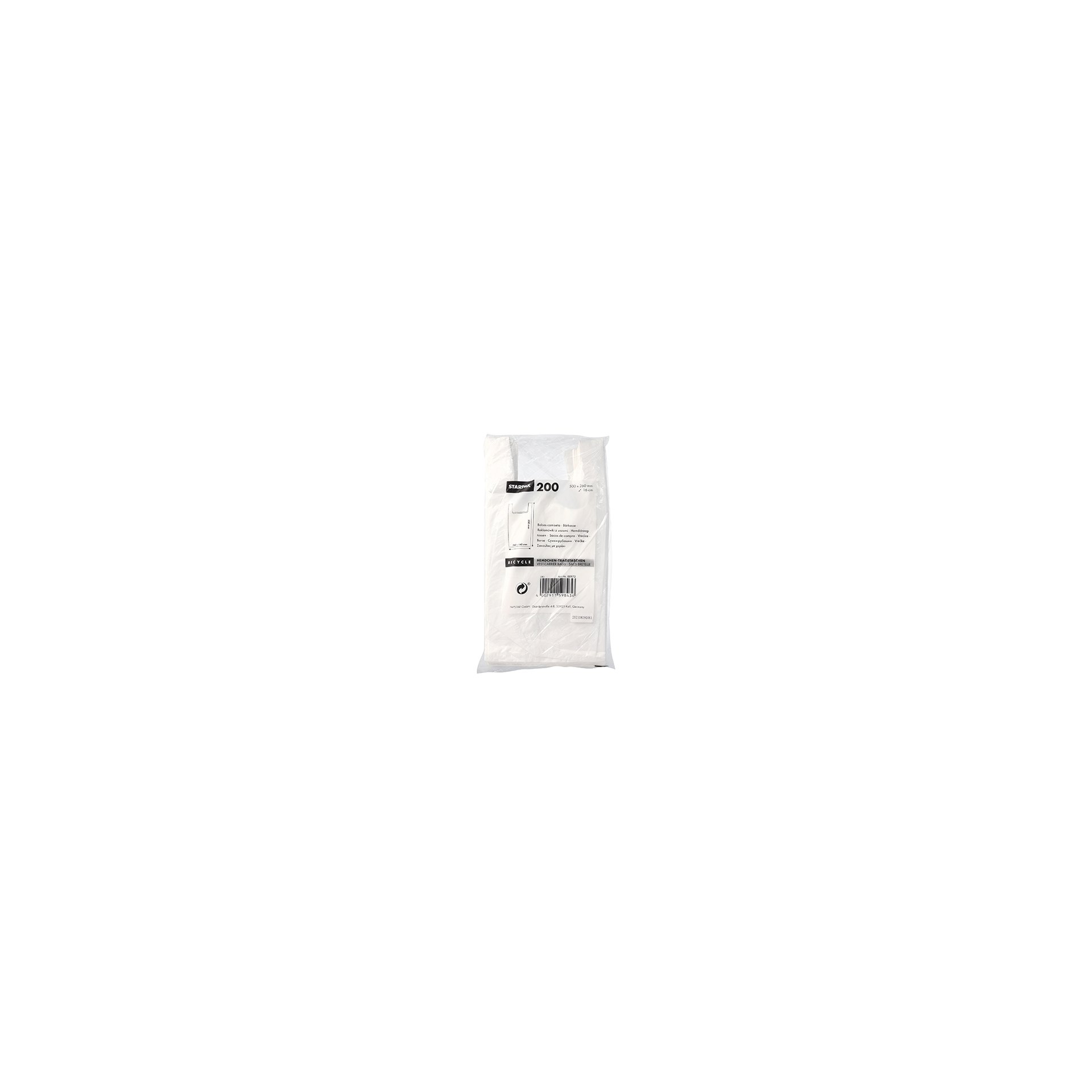 Hemdchen-Tragetaschen, HDPE 50 cm x 26 cm x 16 cm weiss Hemdchen-Tragetaschen, HDPE 50 cm x 26 cm x 16 cm weiss
