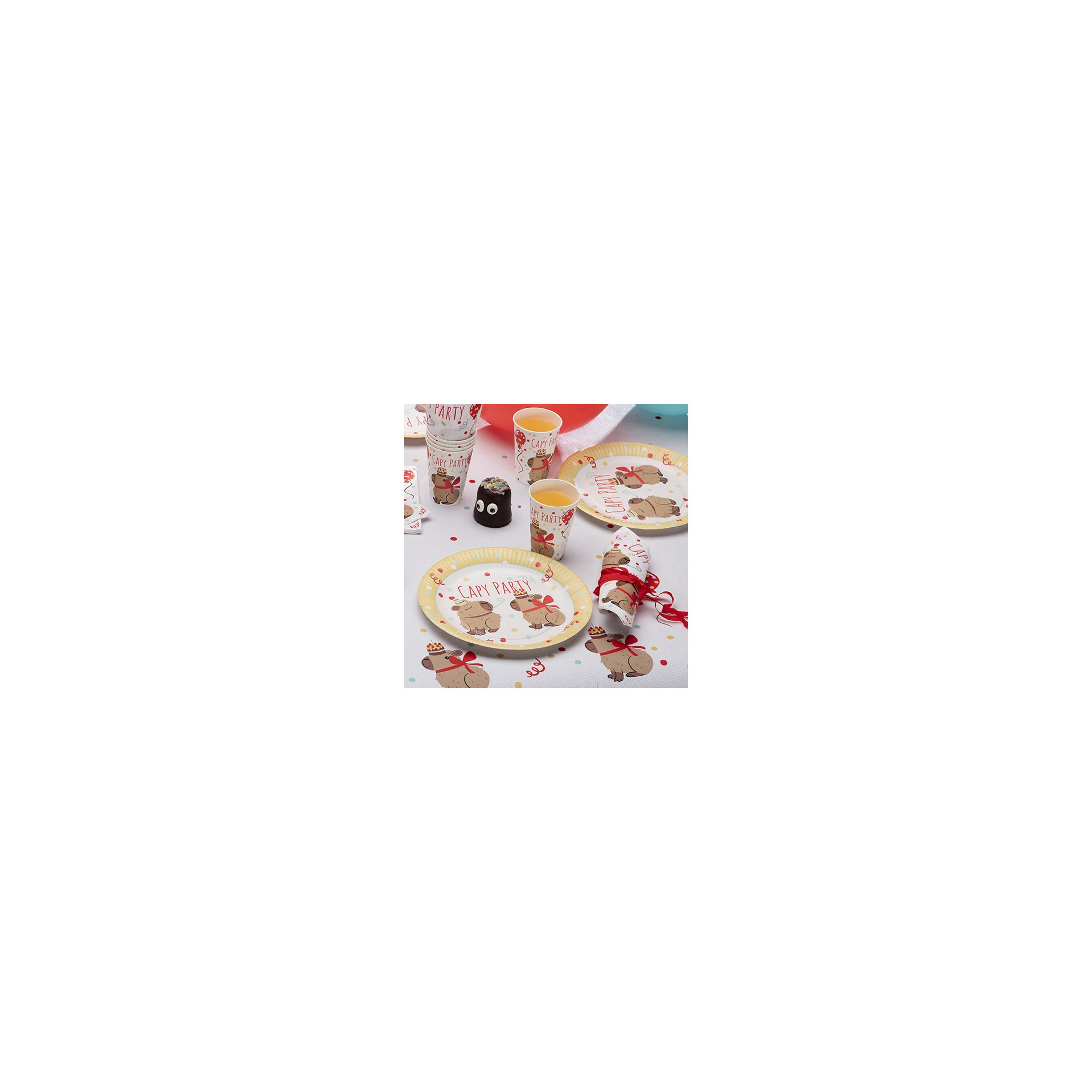 Trinkbecher, Pappe 0,2 l Ø 7 cm · 9,7 cm "Capy Party"