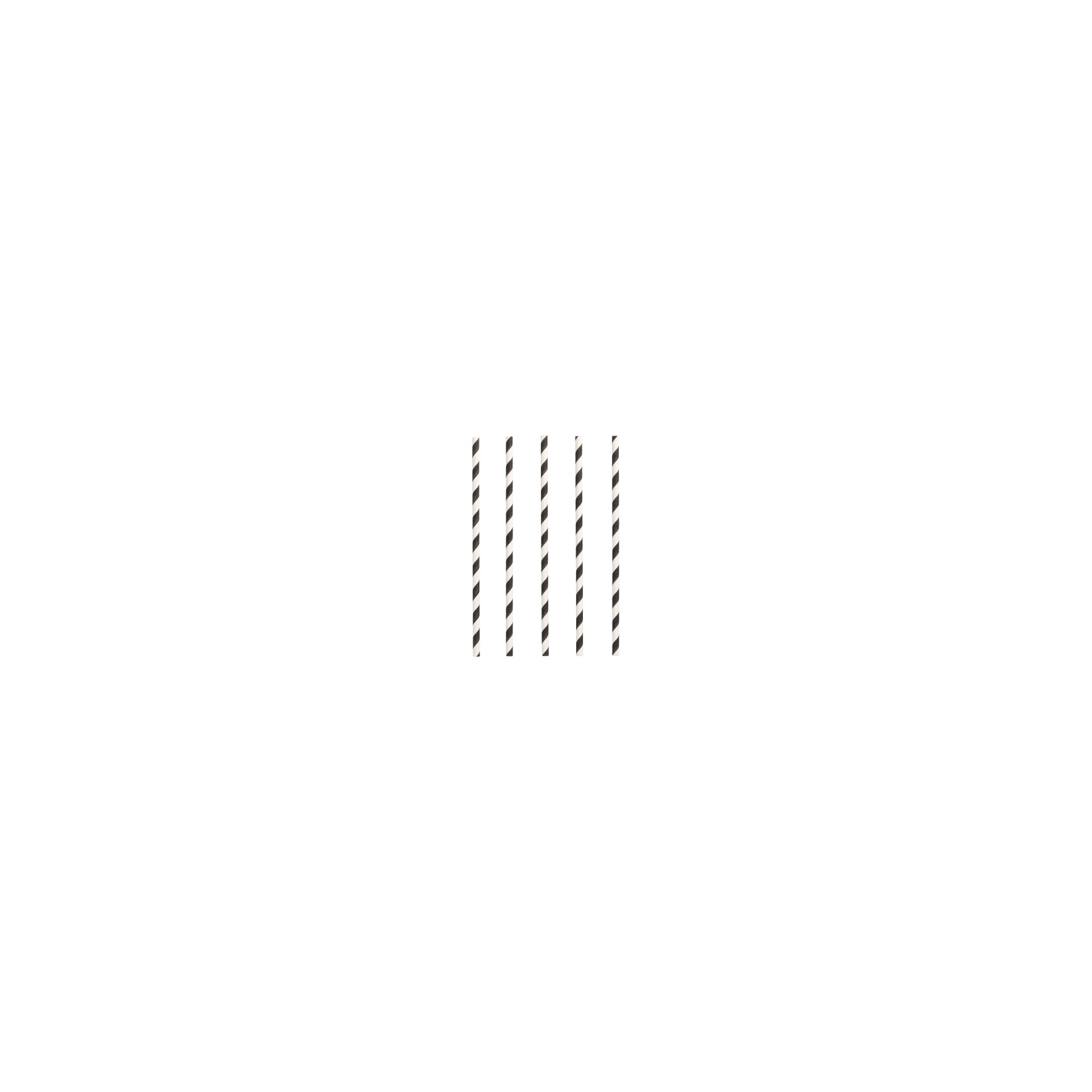 Trinkhalme, Papier Ø 6 mm · 20 cm schwarz/weiss "Stripes"