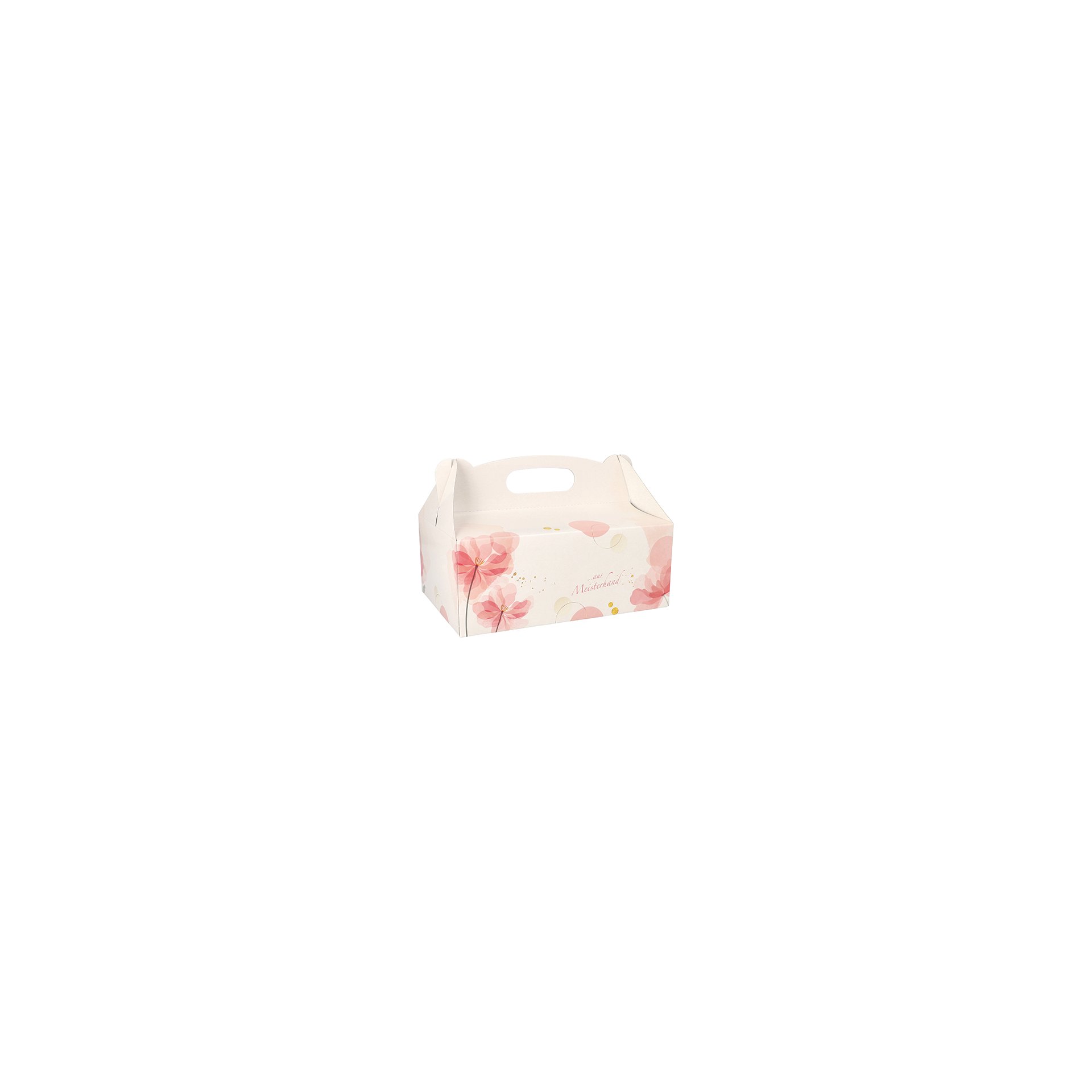 Gebäck-Kartons, Pappe eckig 23 cm x 16 cm x 9 cm rosé mit Tragegriff