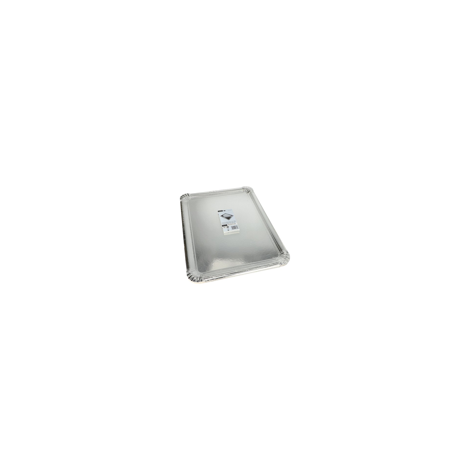 Servierplatten, Pappe, PET-beschichtet eckig 34 cm x 45,5 cm silber Servierplatten, Pappe, PET-beschichtet eckig 34 cm x 45,5 cm silber
