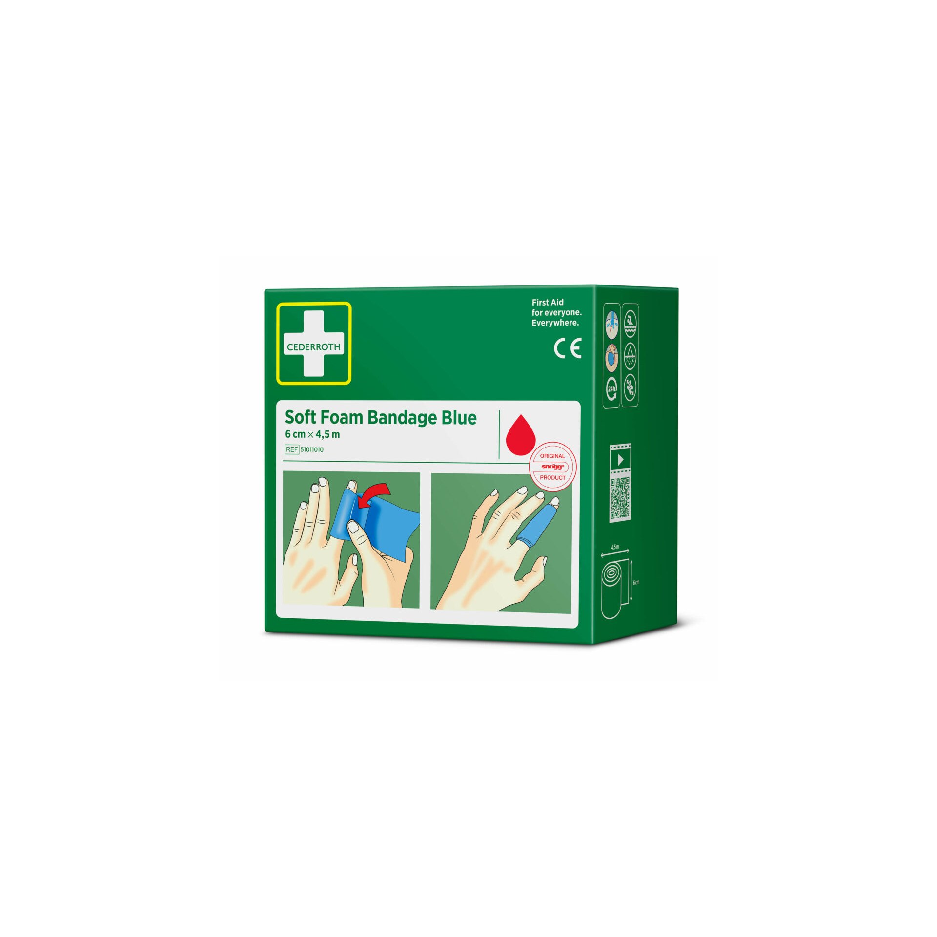 "Cederroth" Soft Foam Bandage 4,5 m x 6 cm blau , Refill
