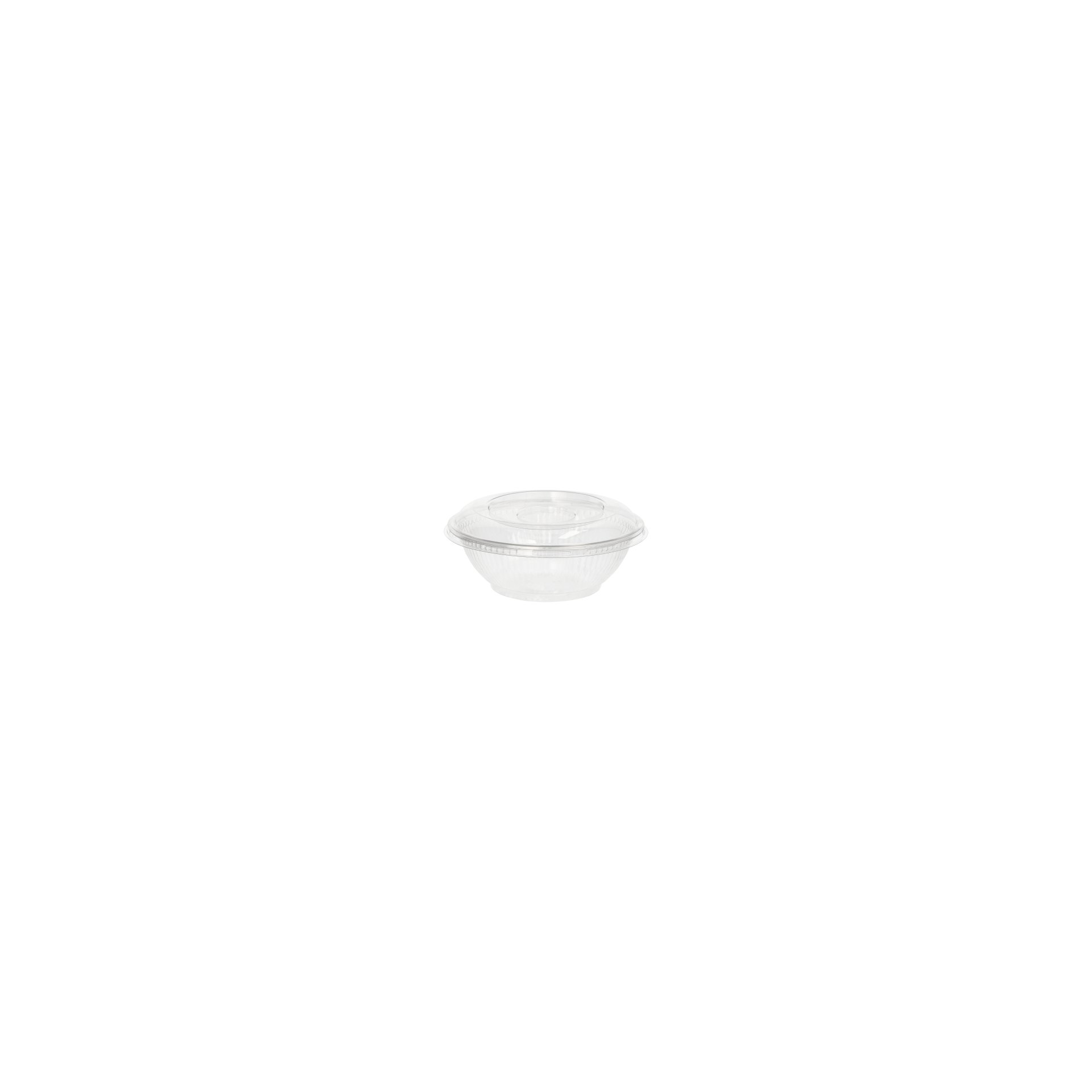 Dom-Deckel, R-PET rund Ø 15,5 cm · 2,5 cm klar Salatschalen, R-PET rund 500 ml Ø 15,5 cm · 5,5 cm glasklar