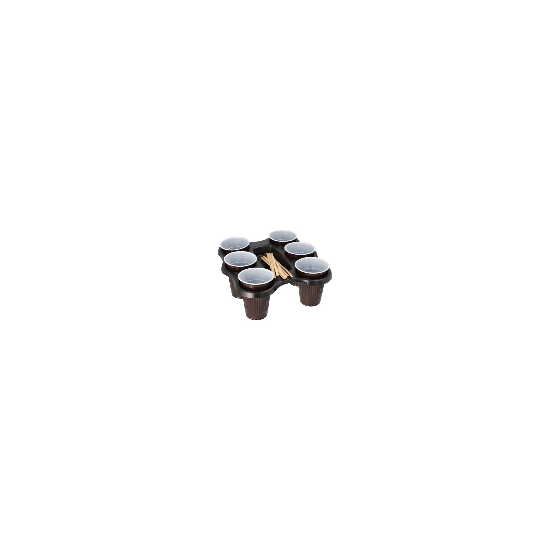 Becher-Trays, PS 22,4 cm x 24,4 cm x 2,4 cm schwarz für 6 Becher Becher-Trays, PS 22,4 cm x 24,4 cm x 2,4 cm schwarz für 6 Becher