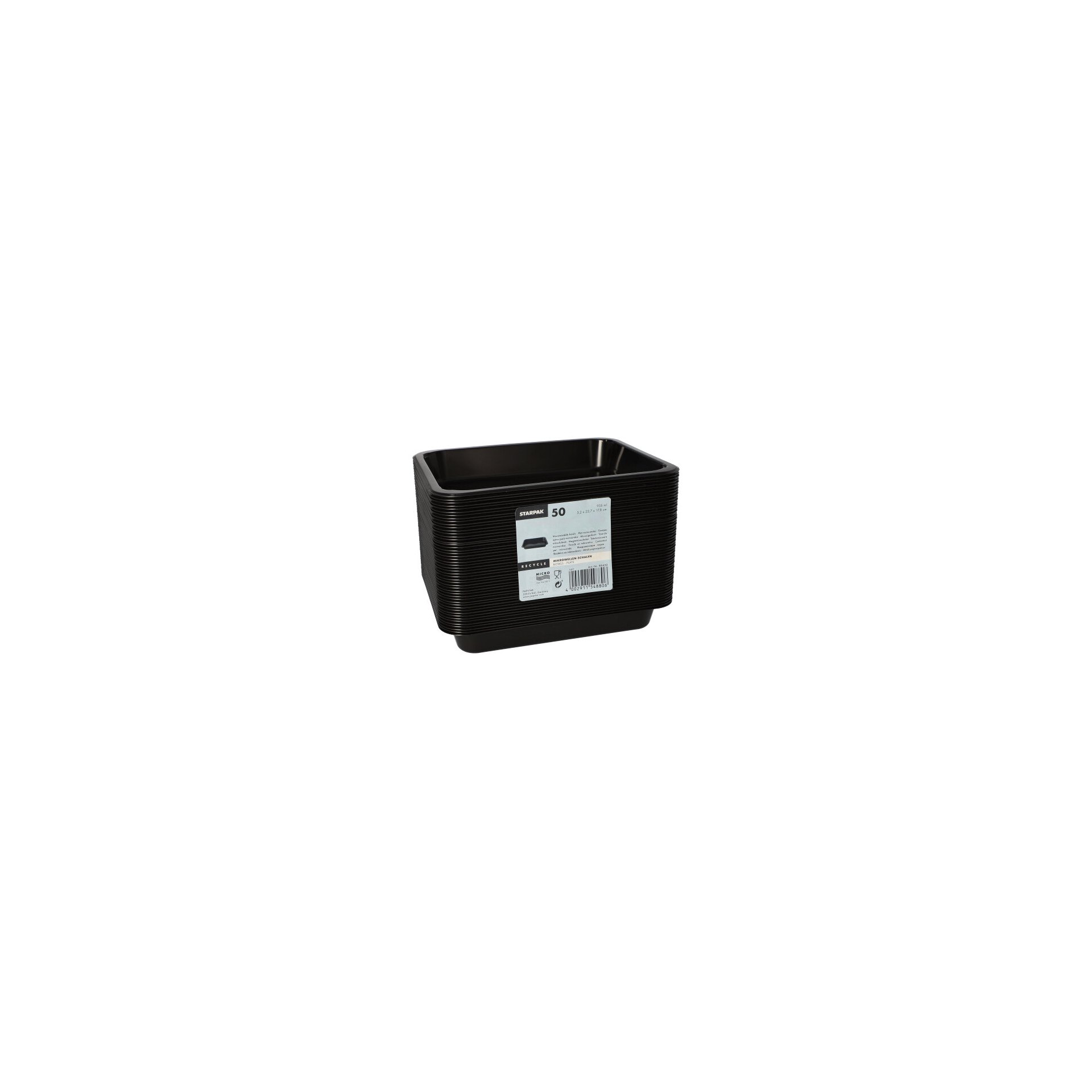 Mikrowellenschalen, PP ungeteilt 935 ml 3,2 cm x 22,7 cm x 17,8 cm schwarz