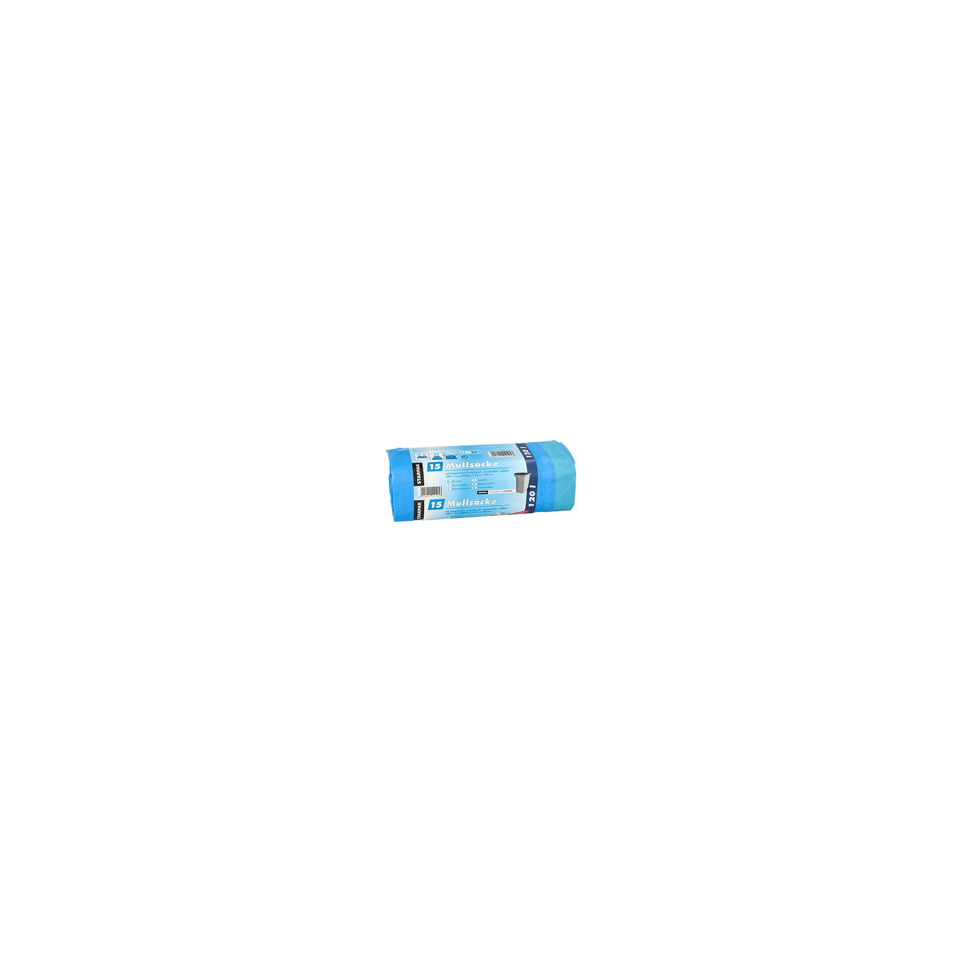 Müllsäcke mit Zugband, LDPE 120 l 100 cm x 70 cm blau 25 my