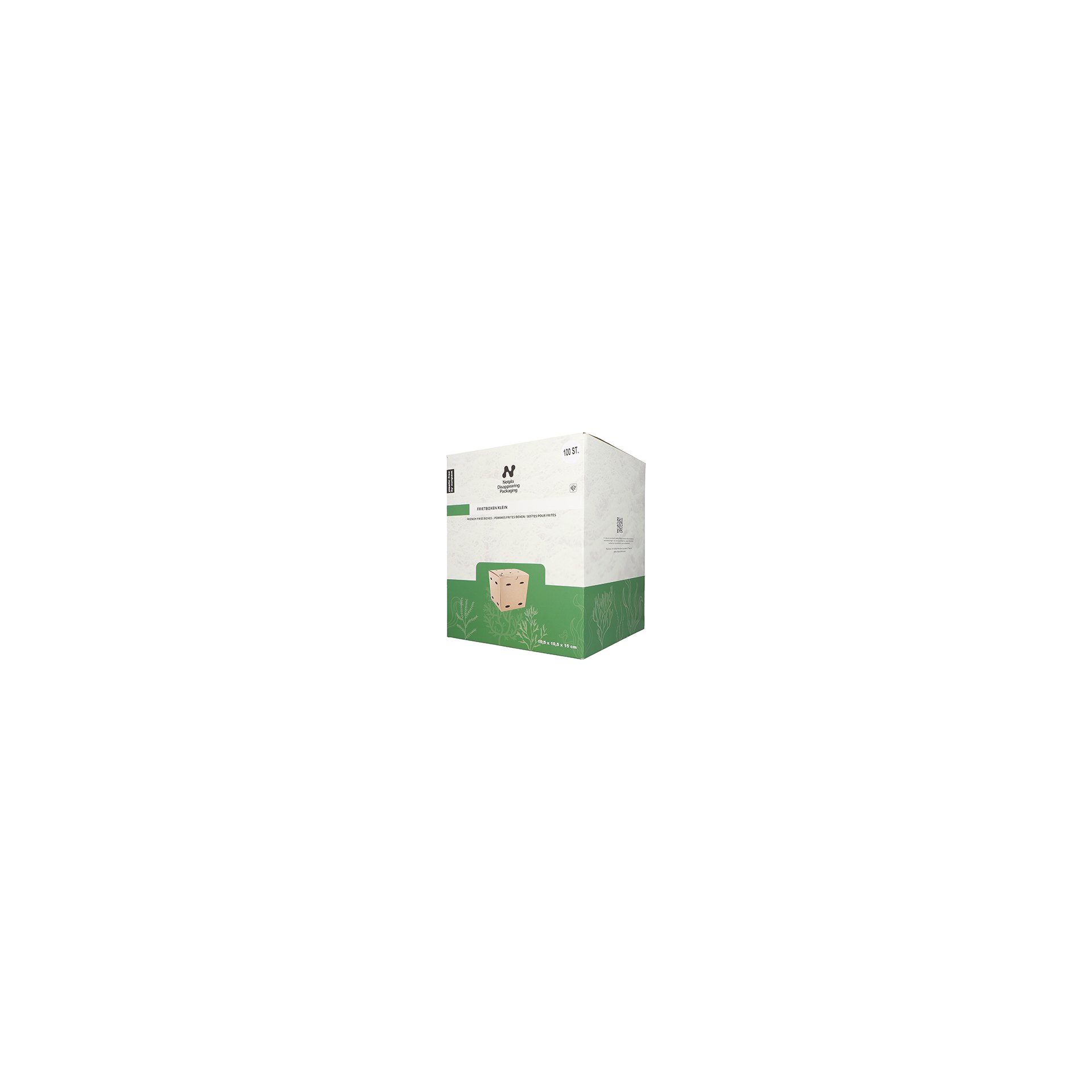 Pommes-Frites-Boxen, Pappe "NOTPLA" 15 cm x 10,5 cm x 10,5 cm braun