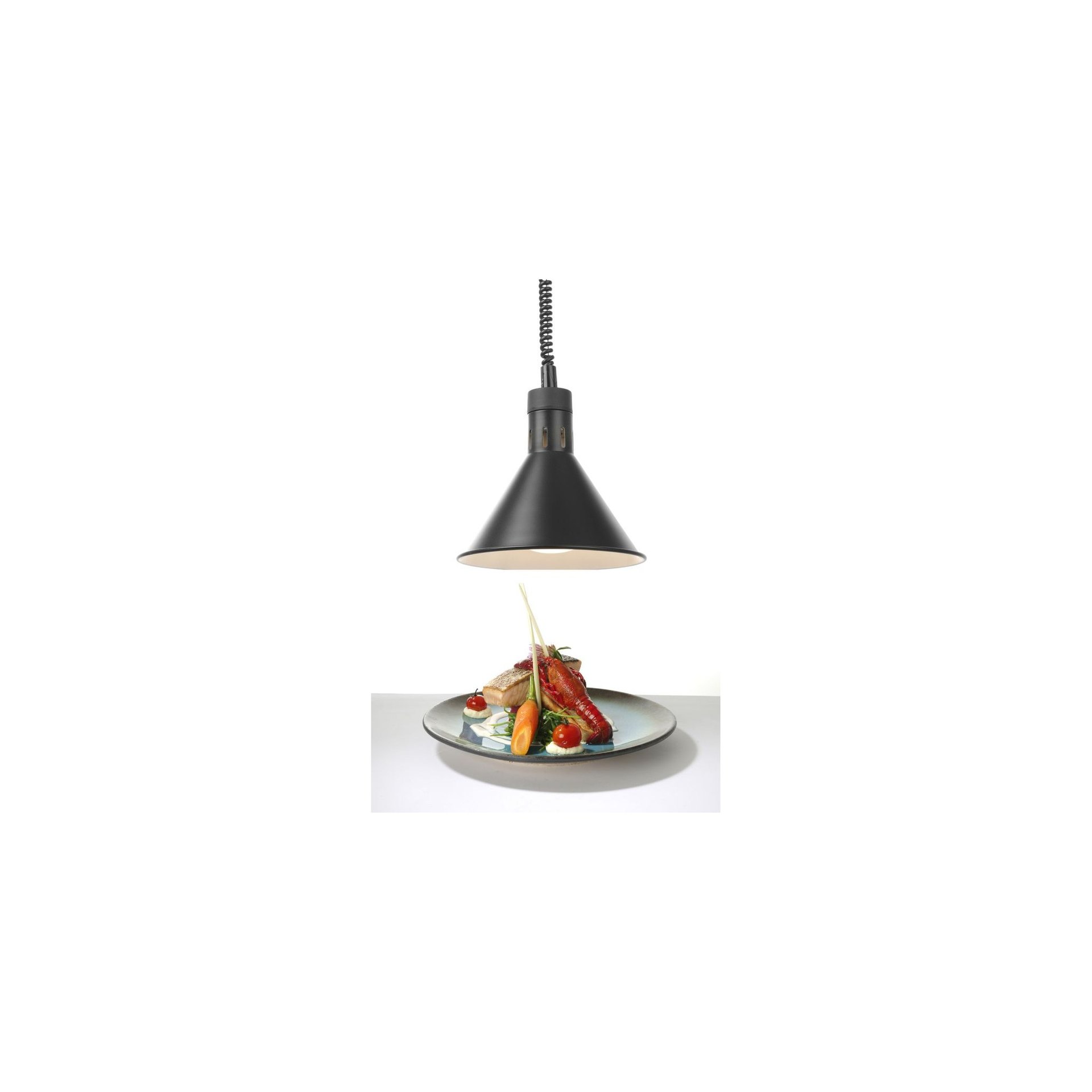 Höhenverstellbare Wärmelampe konisch, Schwarz, 230V/250W, ⌀275x(H)250mm Höhenverstellbare Wärmelampe konisch, Schwarz, 230V/250W, ⌀275x(H)250mm
