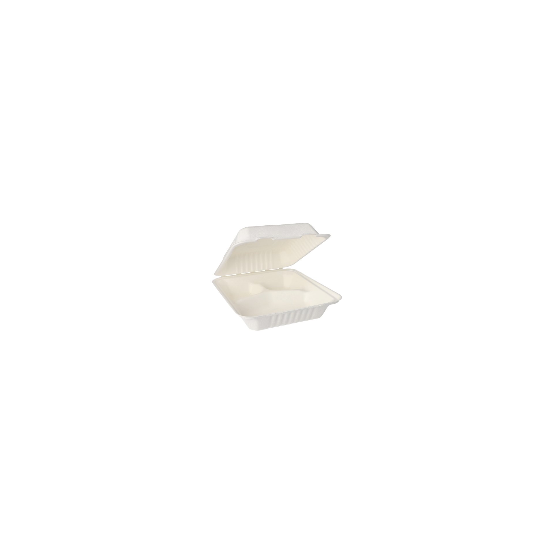 Menüboxen, Zuckerrohr "pure" 3-geteilt 7,7 cm x 20 cm x 22 cm weiss