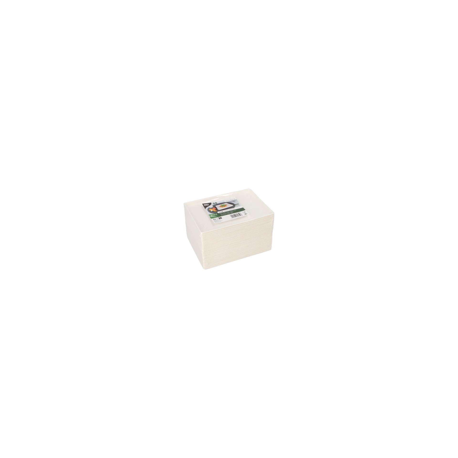 Teller Zuckerrohr "pure" eckig 17,5 cm x 12,5 cm x 1 cm weiss "Cella"