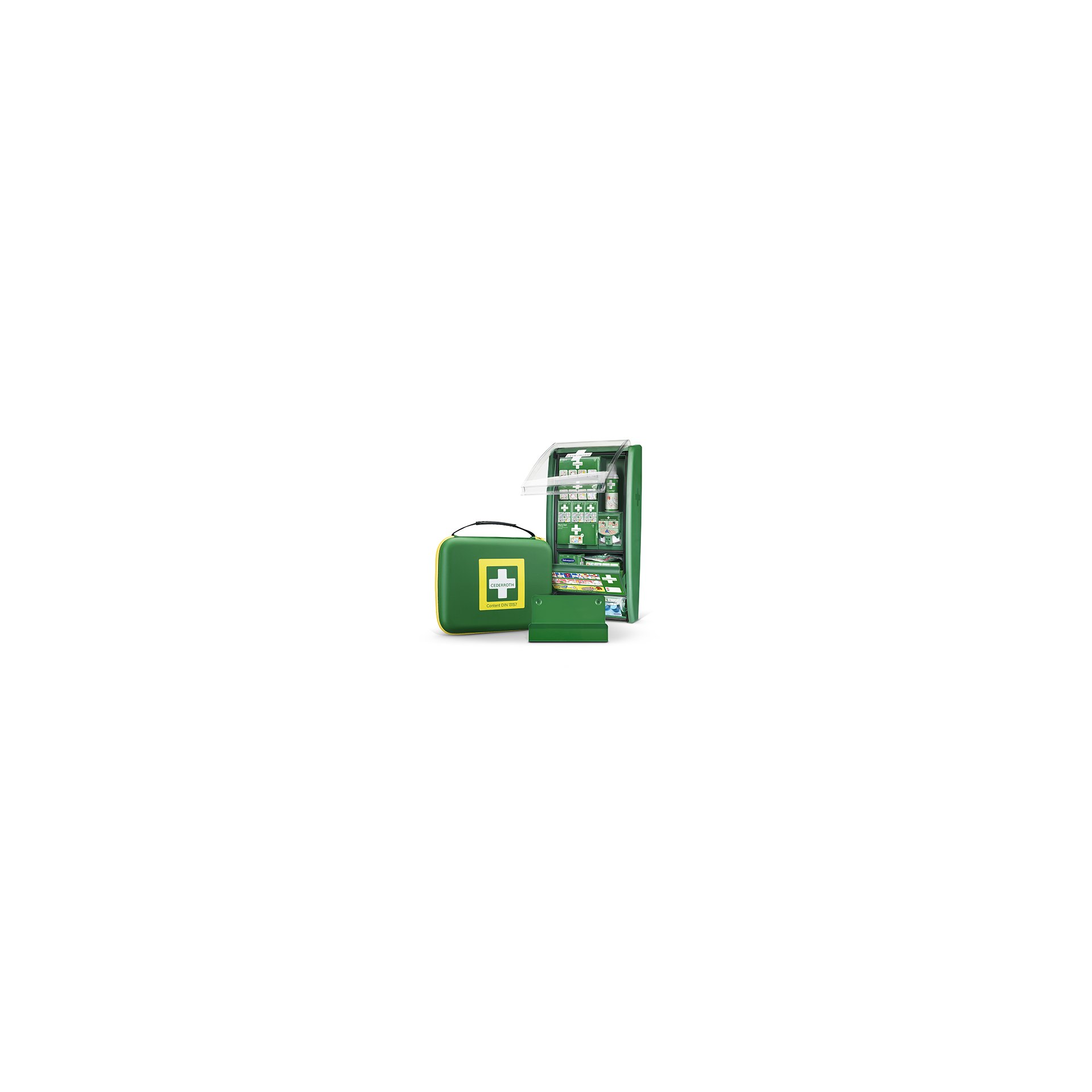 "Cederroth" First Aid & Burn Station Set DIN 13157 22,7 cm x 29,4 cm x 57,2 cm grün detectable