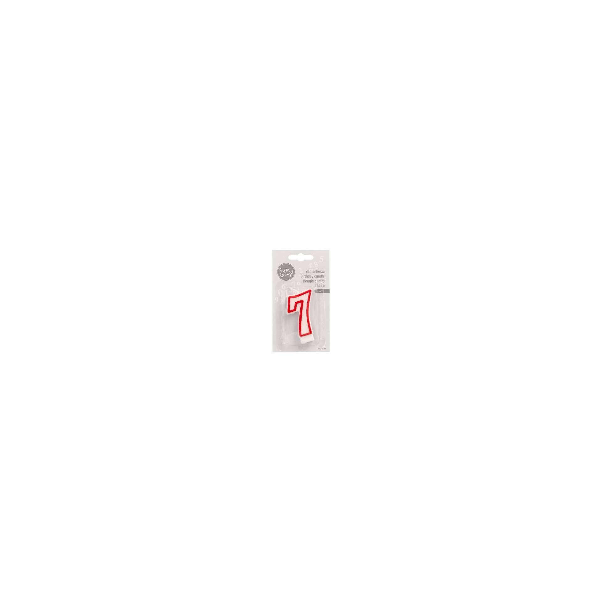 Zahlenkerze 7,3 cm weiss "7" mit rotem Rand Zahlenkerze 7,3 cm weiss "7" mit rotem Rand