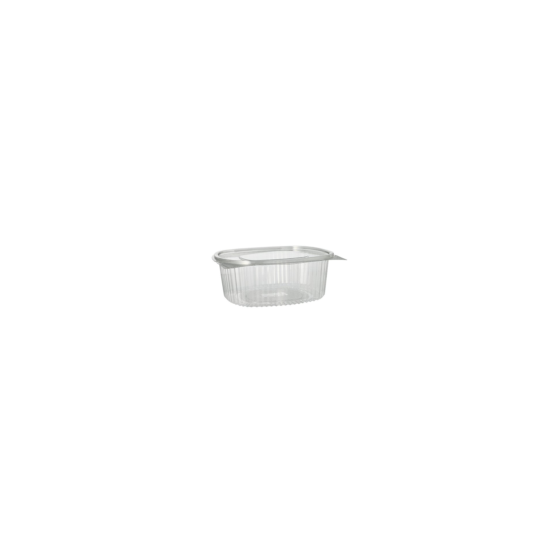Feinkost- und Salatschalen mit Klappdeckel, R-PET oval 1500 ml 7,6 cm x 18,2 cm x 20,8 cm klar