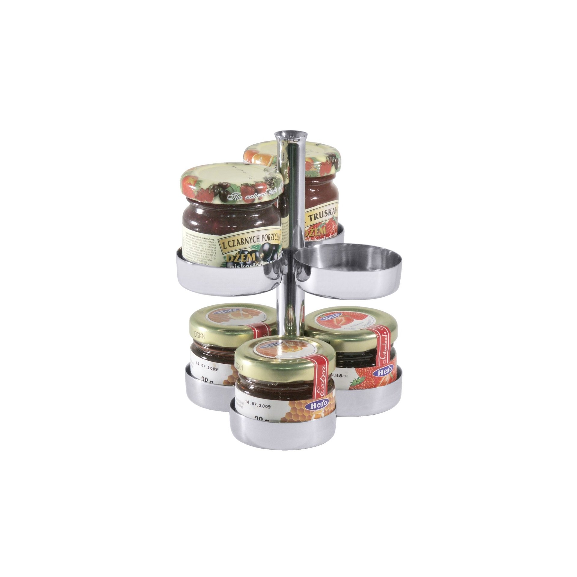Marmeladenglas-Etagere für 6 Gläser auf zwei Ebenen Marmeladenglas-Etagere für 6 Gläser auf zwei Ebenen