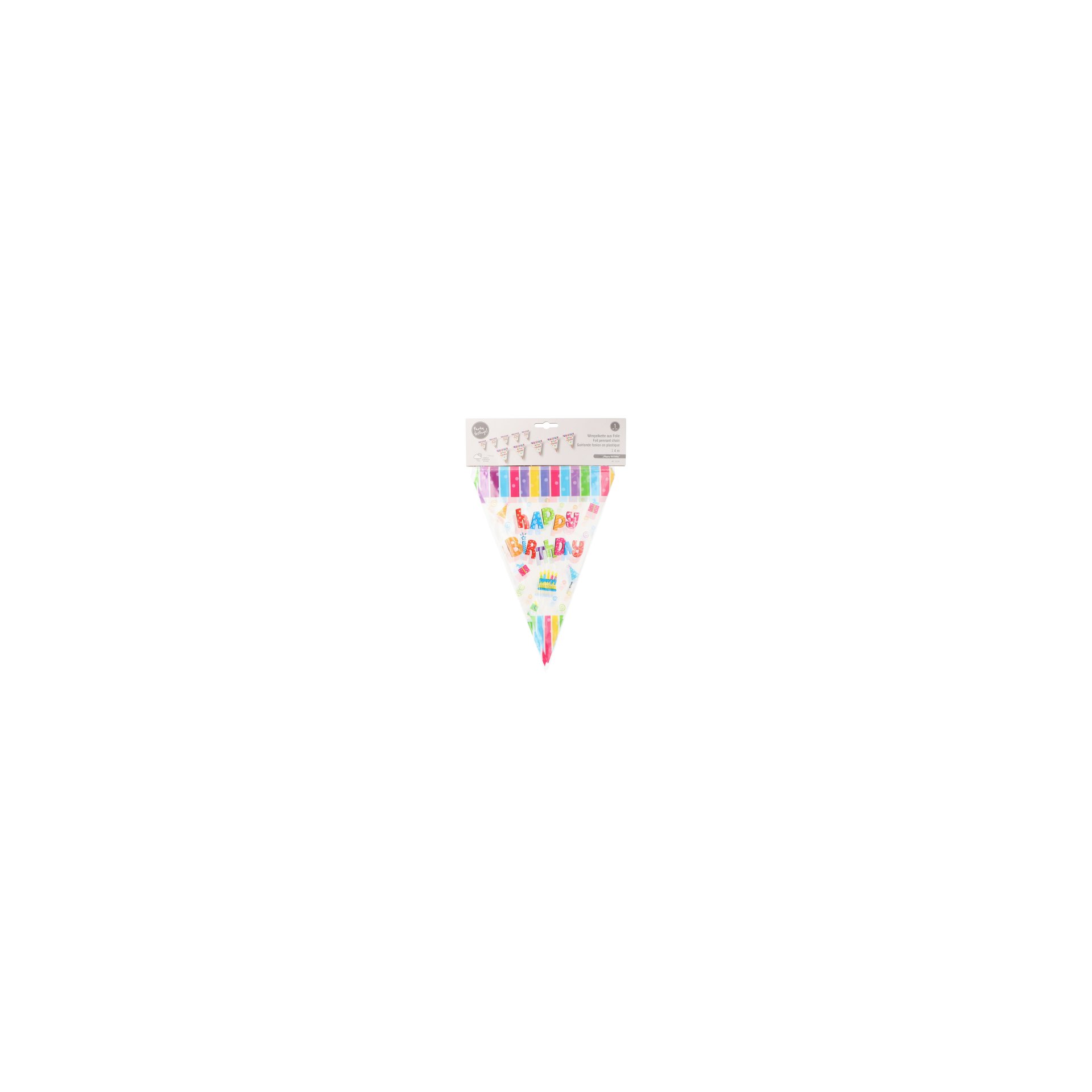 Wimpelkette, Folie 4 m "Happy Birthday" wetterfest Wimpelkette, Folie 4 m "Happy Birthday" wetterfest