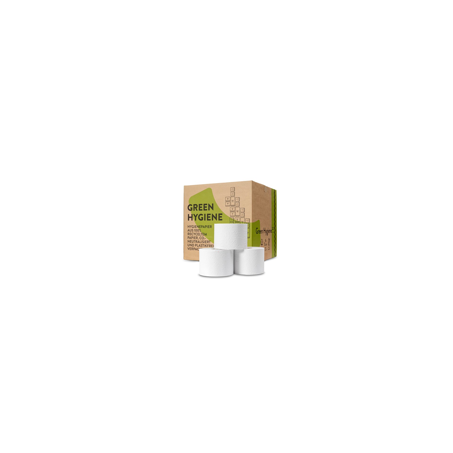 Rollen "Green Hygiene" Toilettenpapier "KORDULA" Ø 13 cm · 11 cm x 9,5 cm 400 Blatt, 3-lagig Rollen "Green Hygiene" Toilettenpapier "KORDULA" Ø 13 cm · 11 cm x 9,5 cm 400 Blatt, 3-lagig