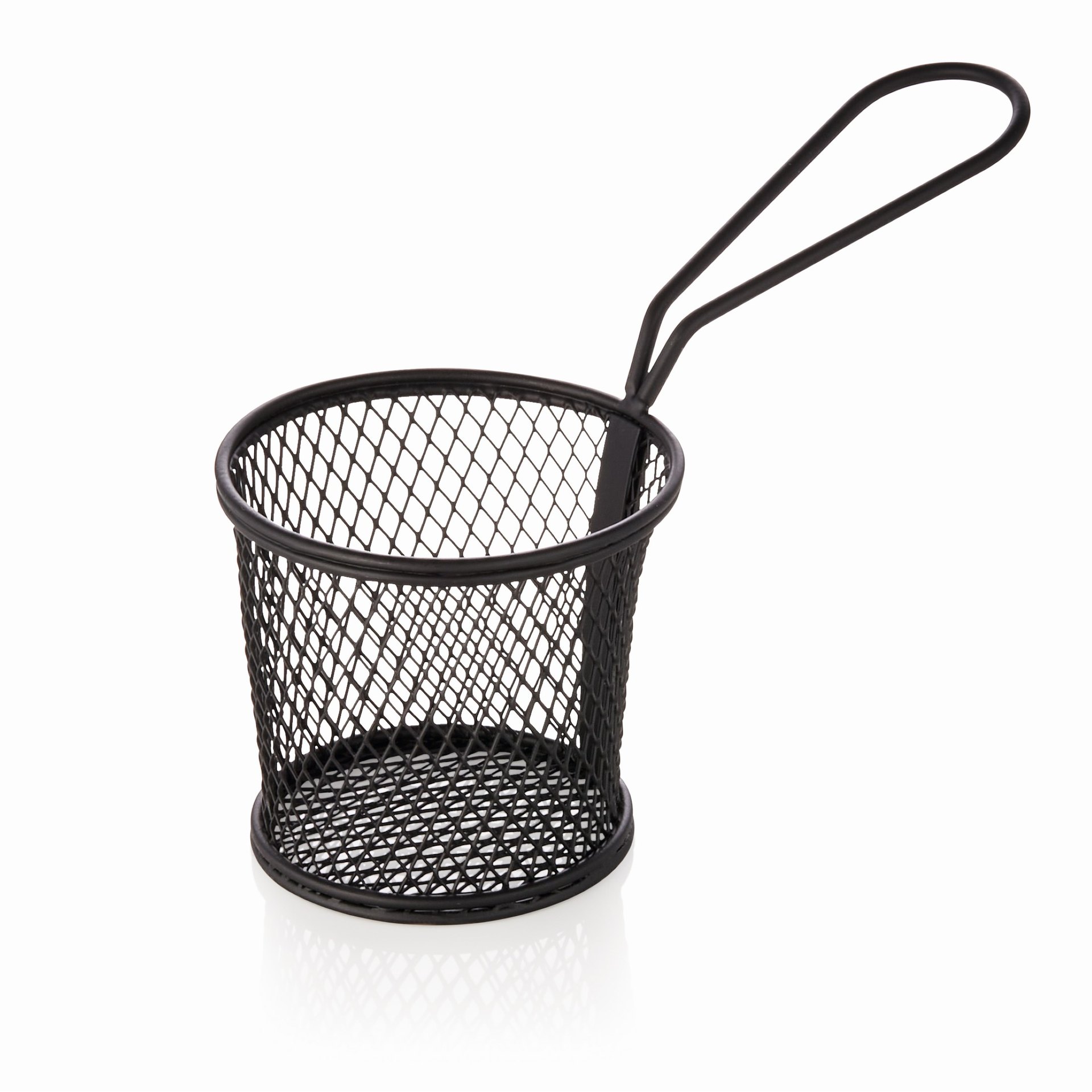 Servier- und Frittierkorb, Ø 9,5 cm, Höhe 8,5 cm, schwarz pulverbeschichtet