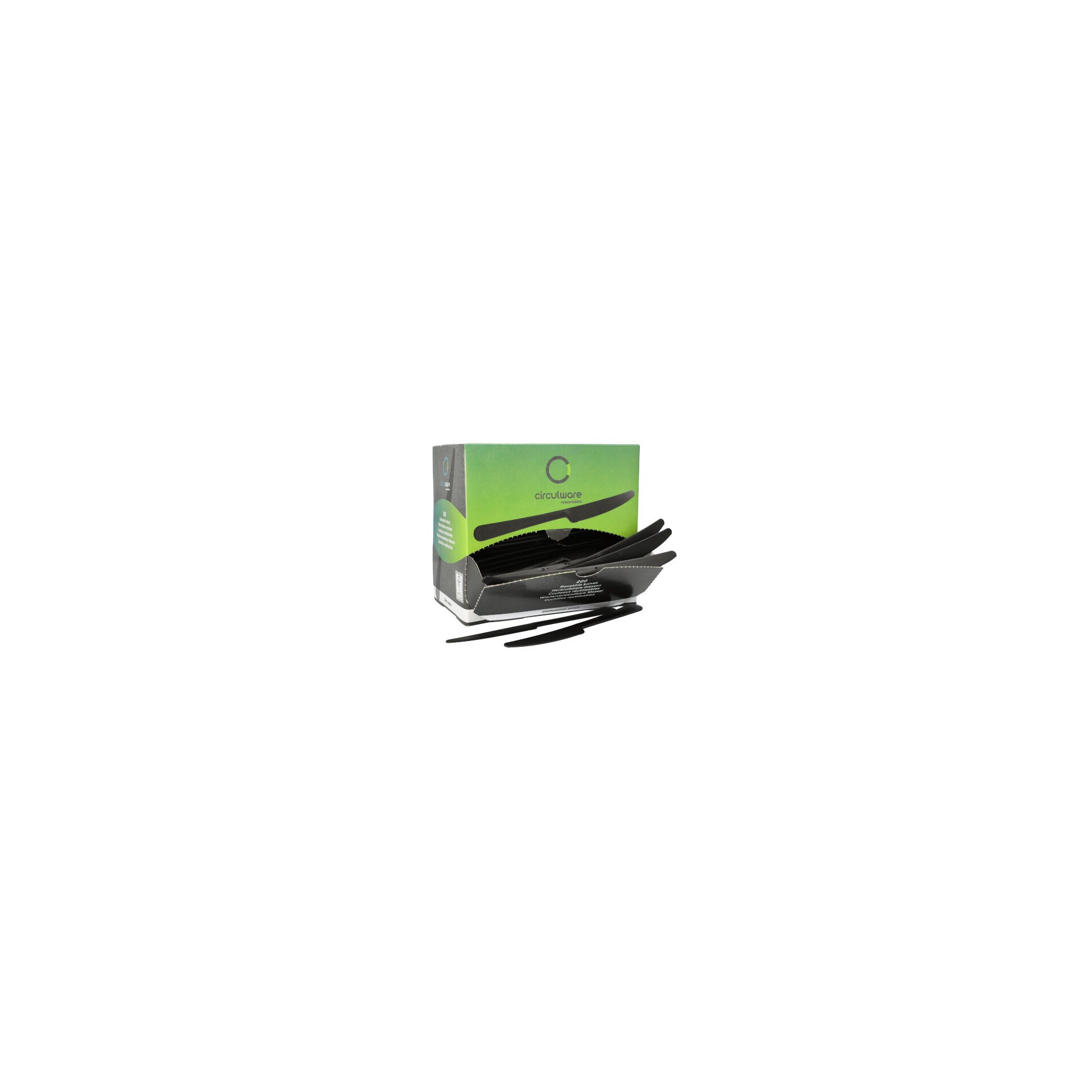 "Circulware" Mehrweg-Messer PP-MF 19,7 cm schwarz "Gaia" extra stabil, in Spenderbox "Circulware" Mehrweg-Messer PP-MF 19,7 cm schwarz "Gaia" extra stabil, in Spenderbox