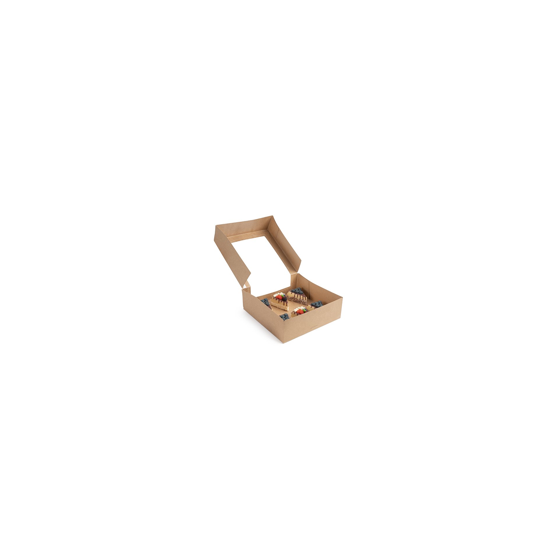 Tortenkartons mit Deckel eckig 10 cm x 30 cm x 30 cm mit Sichtfenster aus PLA