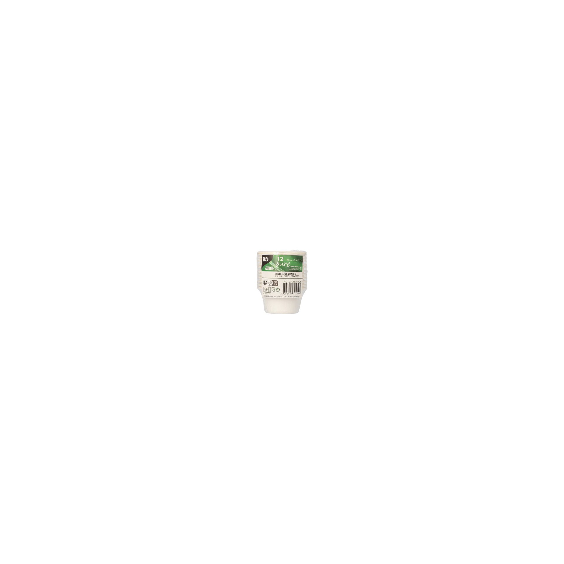 Dressingschalen, Zuckerrohr "pure" 60 ml Ø 6 cm · 3 cm weiss Dressingschalen, Zuckerrohr "pure" 60 ml Ø 6 cm · 3 cm weiss