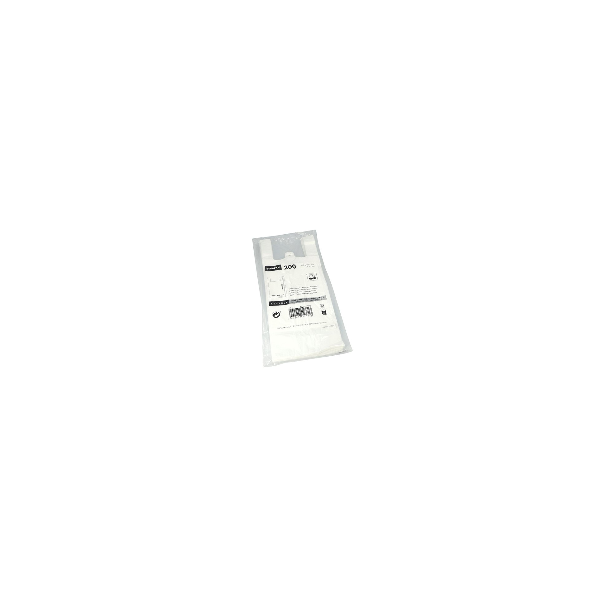 Hemdchen-Tragetaschen, HDPE 55 cm x 22 cm x 15 cm weiss mittel Hemdchen-Tragetaschen, HDPE 55 cm x 22 cm x 15 cm weiss mittel